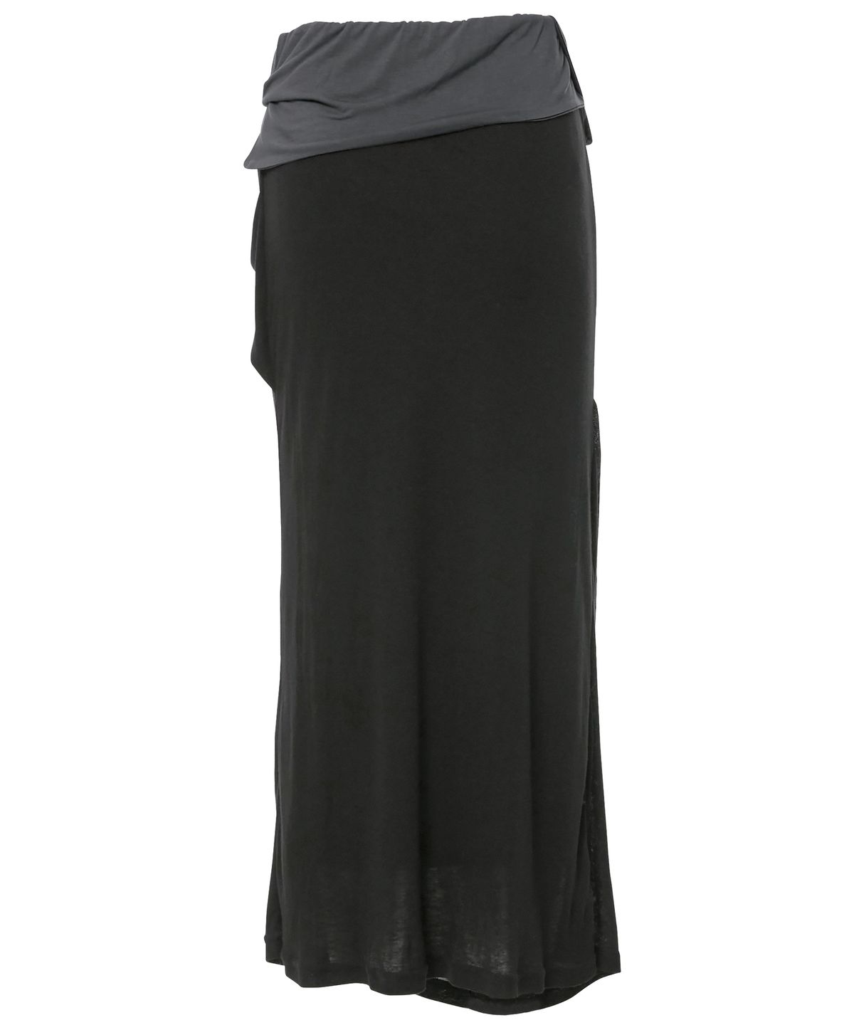 플레어업(FLAREUP) Asymmetrical Draped Long Skirt (FL-263_Black&Charcoal)