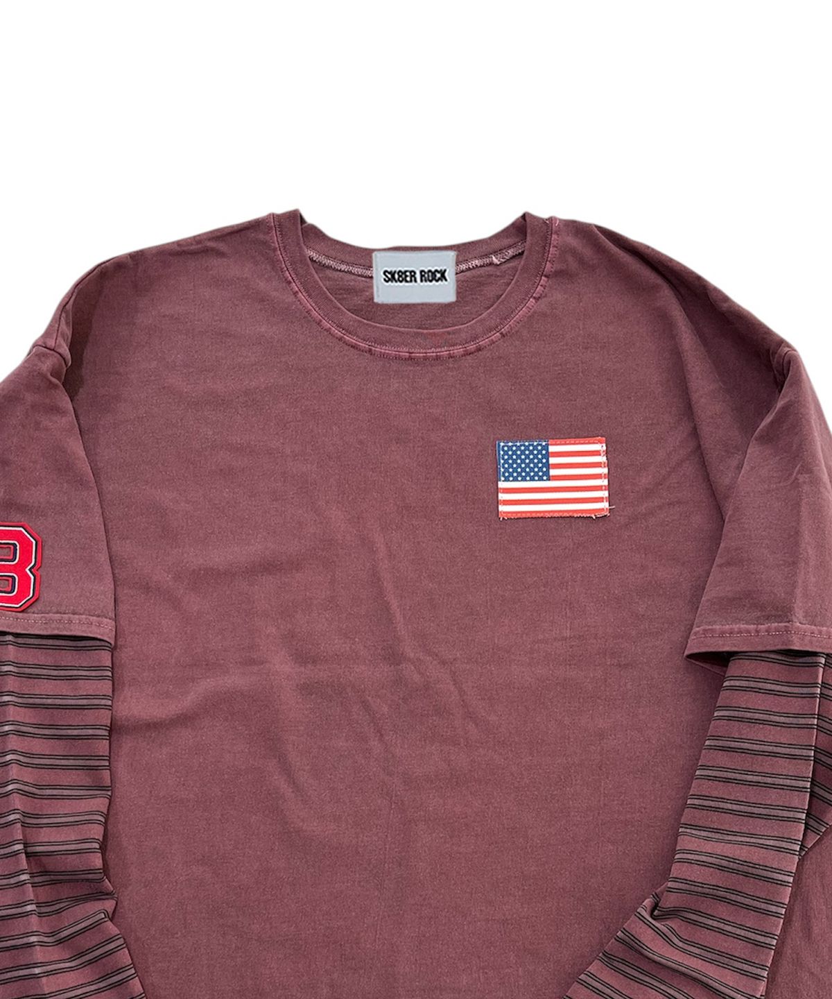 스케이터락(SK8ER ROCK) 8 Flag Pigment Layered T-Shirt (Wine)