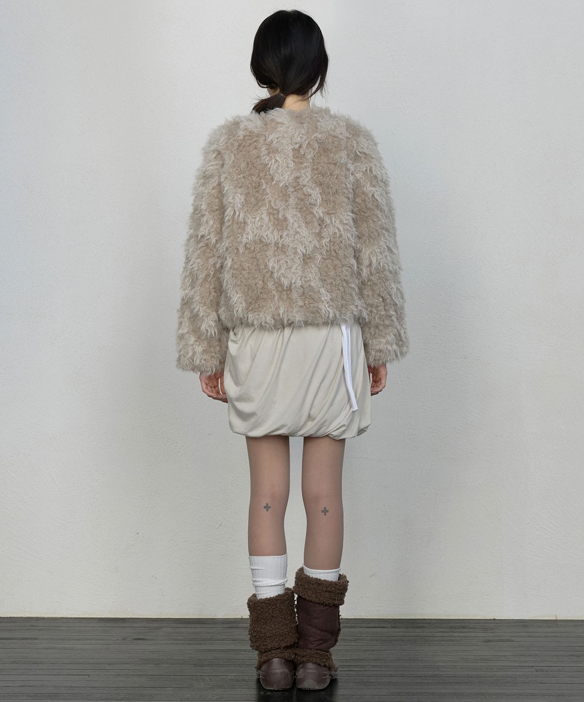 플레어업(FLAREUP) Layered Drape Midi Skirt (FL-276_Ash Beige)