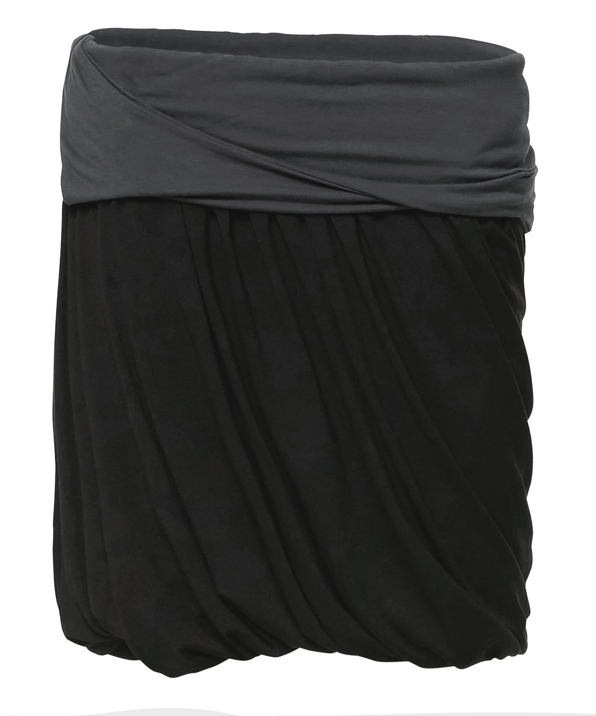 플레어업(FLAREUP) Layered Drape Midi Skirt (FL-276_Black&Charcoal)