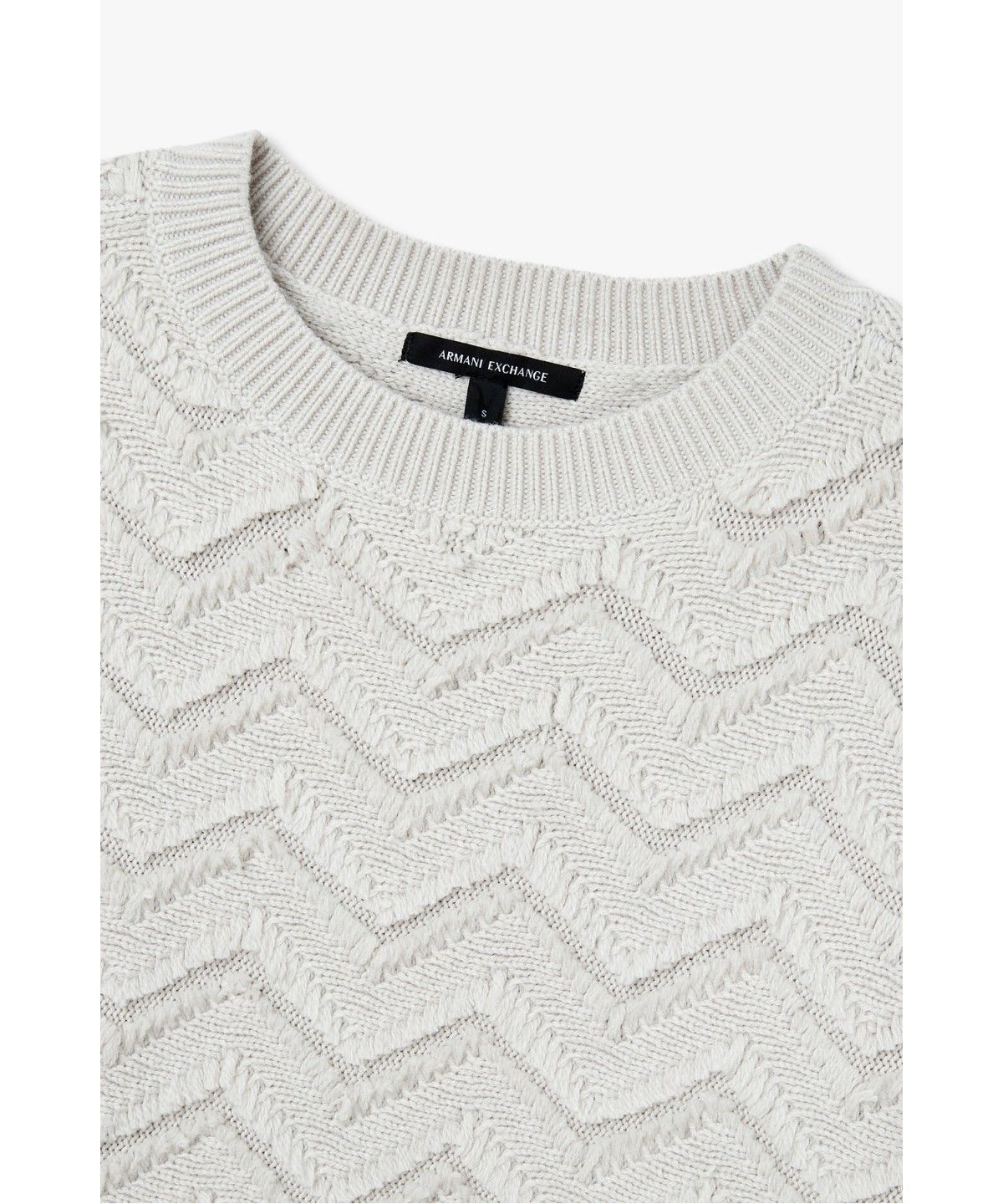 아르마니 익스체인지(ARMANI EXCHANGE) 여성 지그재그 롱 슬리브 풀오버 _에크루_A426332503