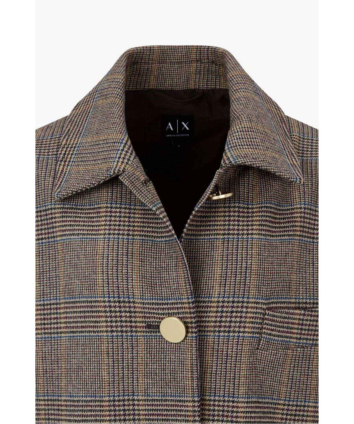 아르마니 익스체인지(ARMANI EXCHANGE) 여성 울 블렌드 글렌 체크 패턴 자켓 _다크 브라운_A426310506