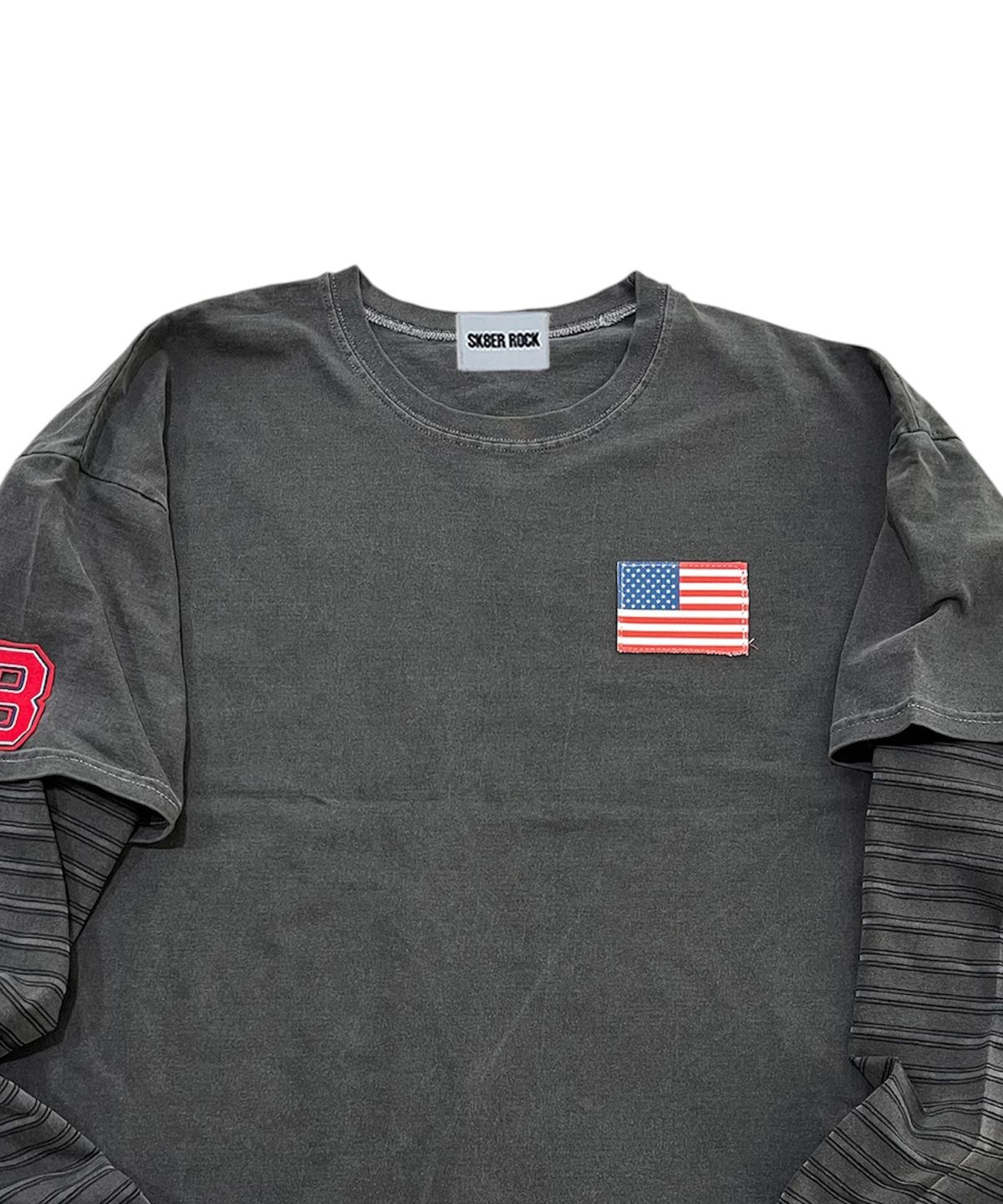 스케이터락(SK8ER ROCK) 8 Flag Pigment Layered T-Shirt (Charcoal)