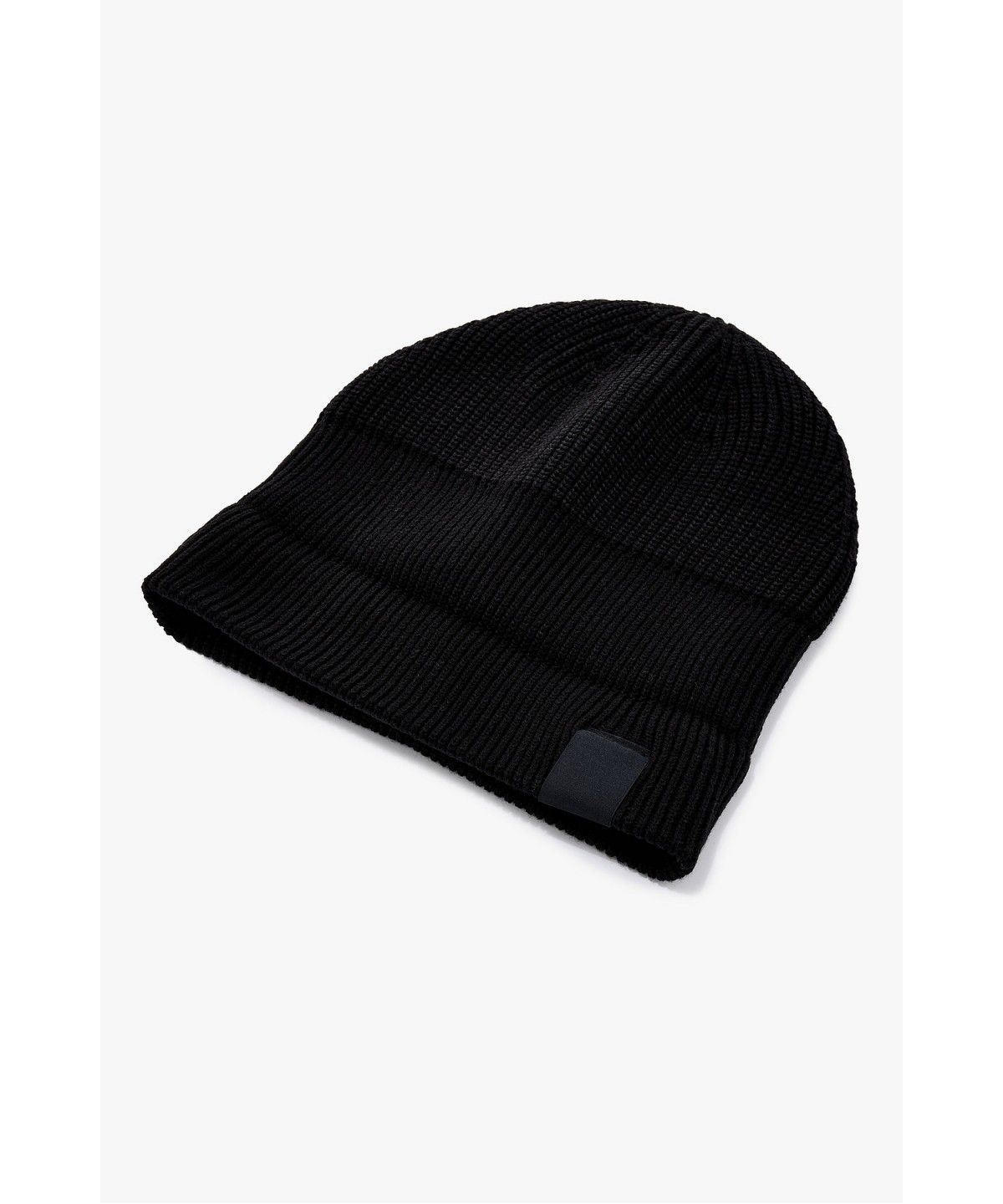 아르마니 익스체인지(ARMANI EXCHANGE) 남성 로고 패치 니트 비니 _블랙_A416372002