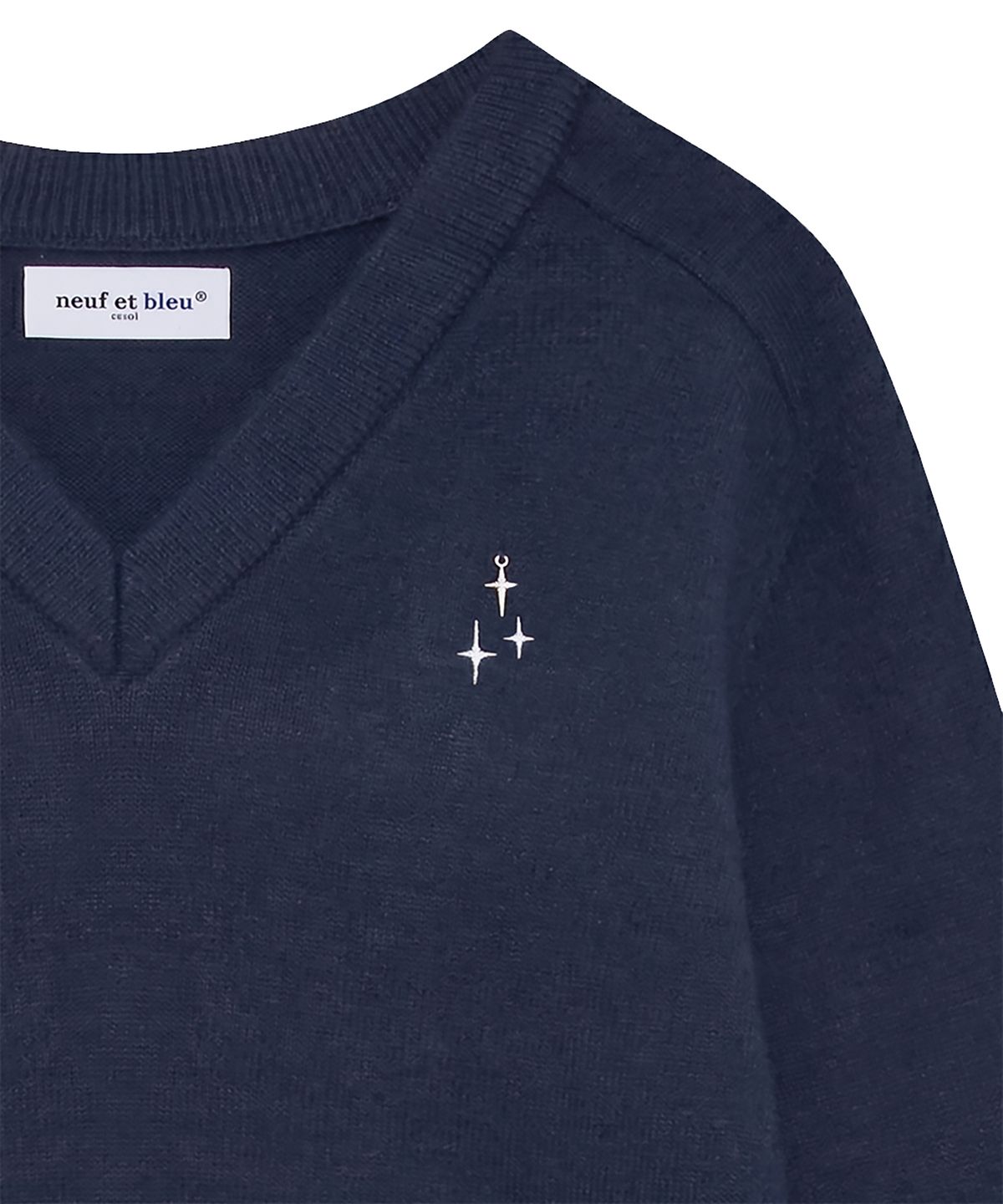 누프에블루(NEUFETBLEU) NEB metal v-neck knit (navy)
