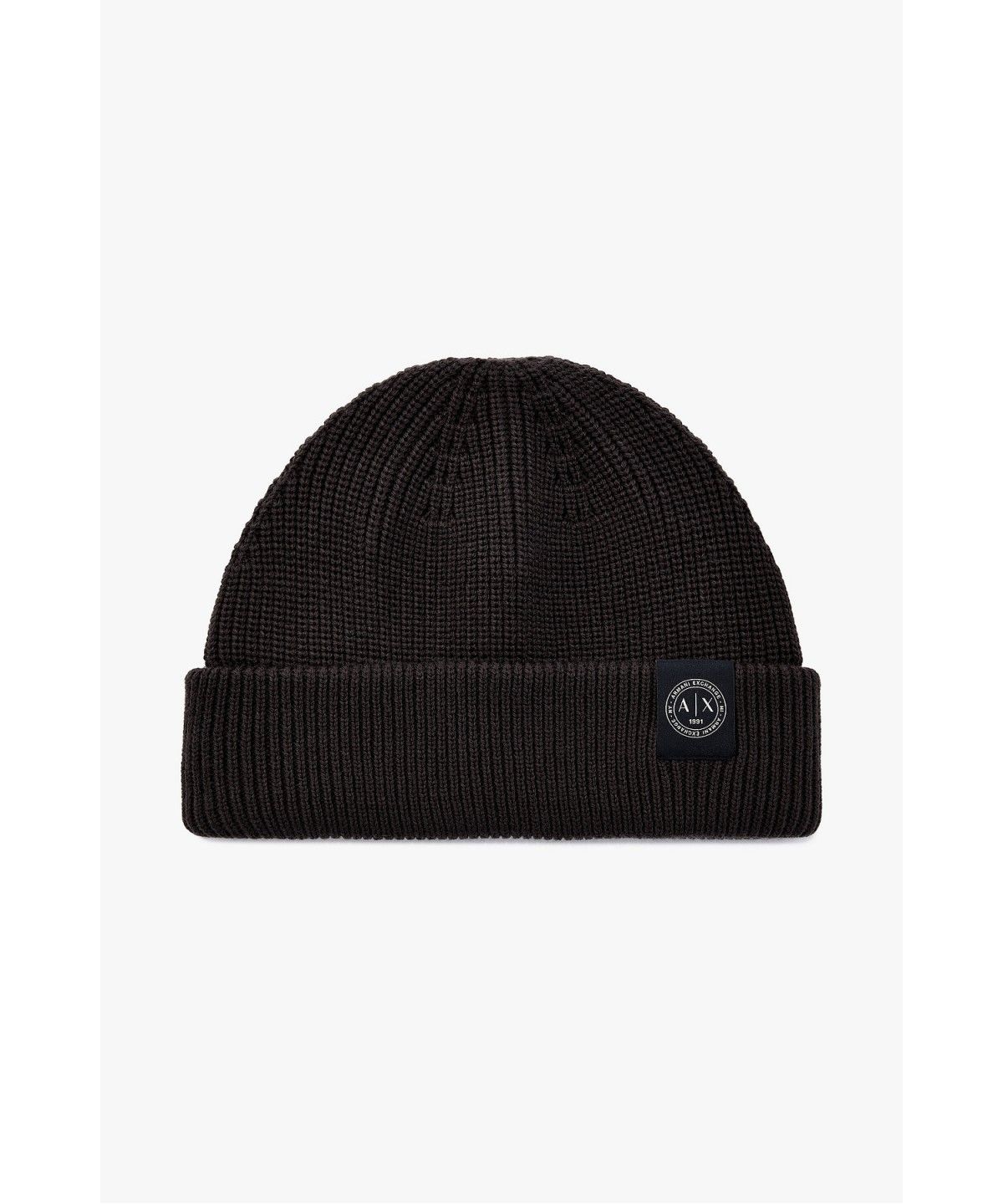 아르마니 익스체인지(ARMANI EXCHANGE) 남성 로고 패치 니트 비니 _다크 브루넷_A416372001