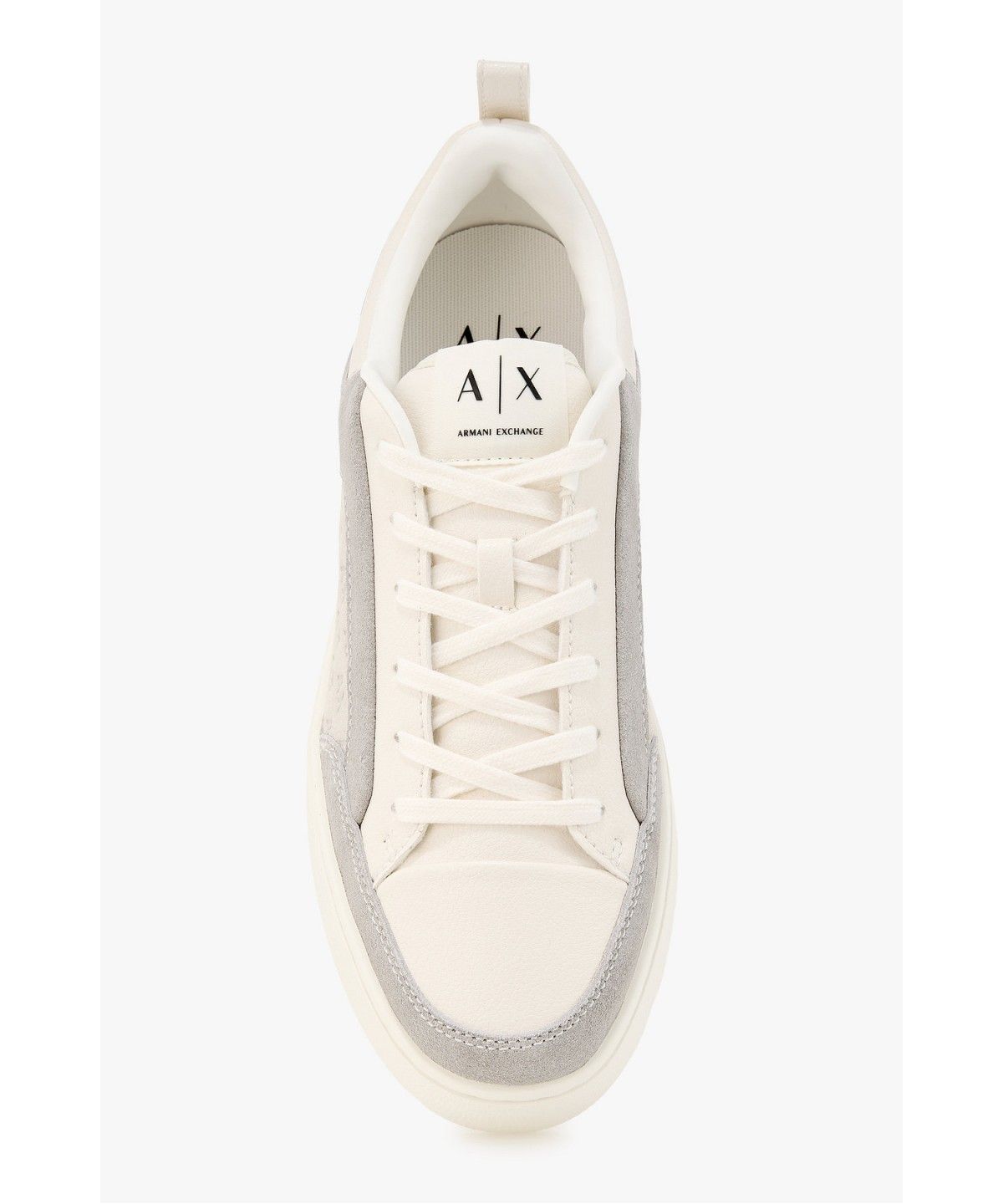 아르마니 익스체인지(ARMANI EXCHANGE) 남성 사이드 로고 스웨이드 스니커즈 _오프 화이트_A416375001