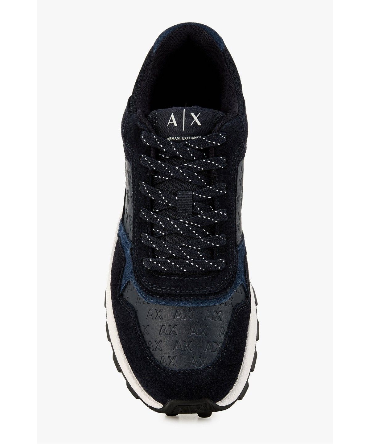 아르마니 익스체인지(ARMANI EXCHANGE) 남성 스웨이드 앤 메쉬 로고 스니커즈 _다크 네이비_A416375003