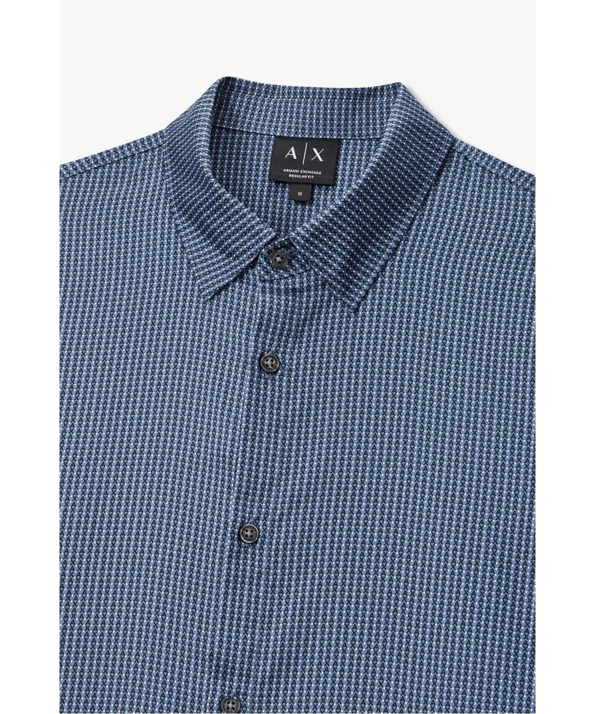 아르마니 익스체인지(ARMANI EXCHANGE) 남성 올오버 로고 패턴 셔츠 _인디고_A416320001