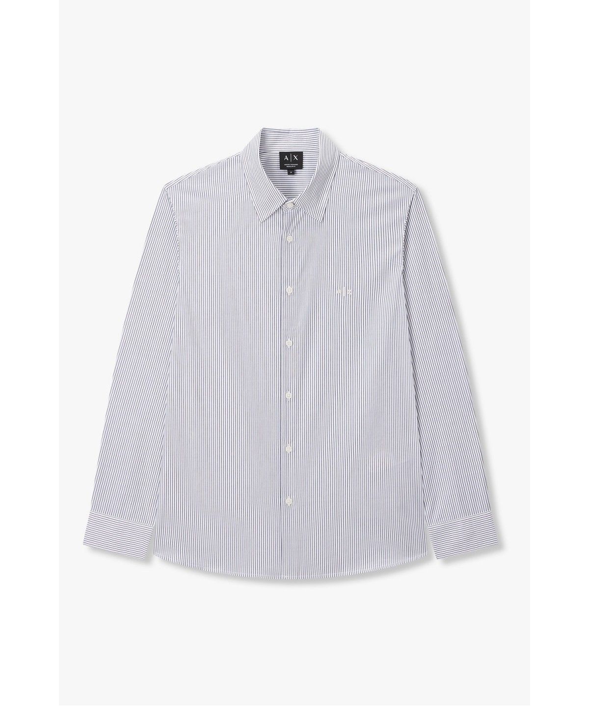 아르마니 익스체인지(ARMANI EXCHANGE) 남성 스트라이프 패턴 셔츠 _블루_A416320004