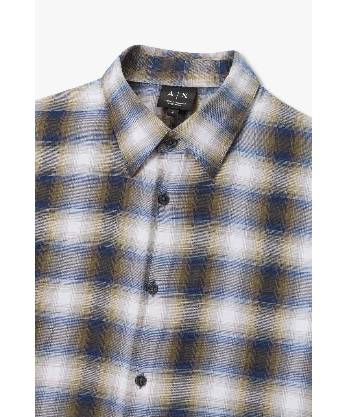 아르마니 익스체인지(ARMANI EXCHANGE) 남성 체크 패턴 플란넬 셔츠 _블루_A416320003