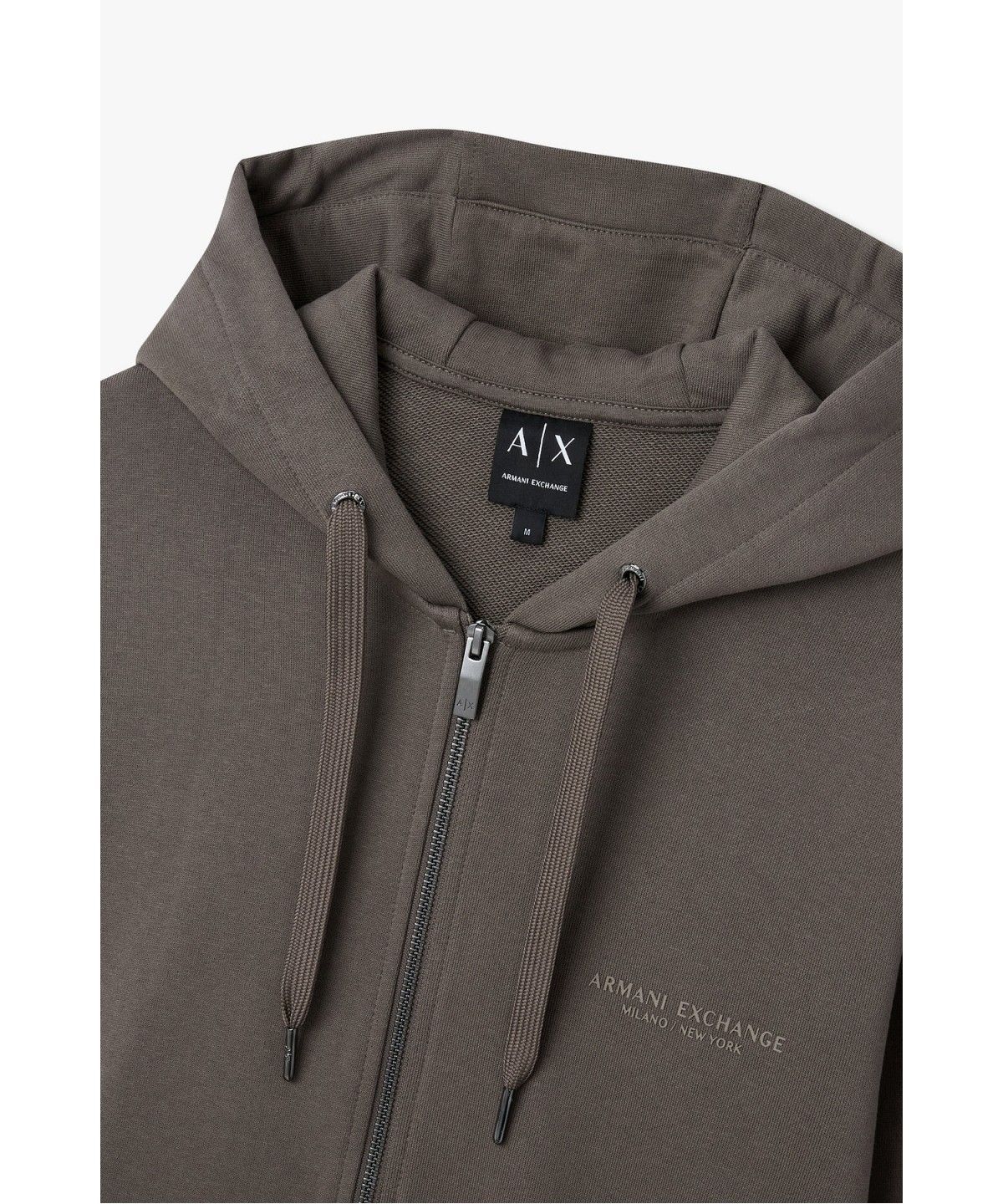 아르마니 익스체인지(ARMANI EXCHANGE) 남성 미니 로고 스트링 후드 집업 _웜 그레이_A416331100