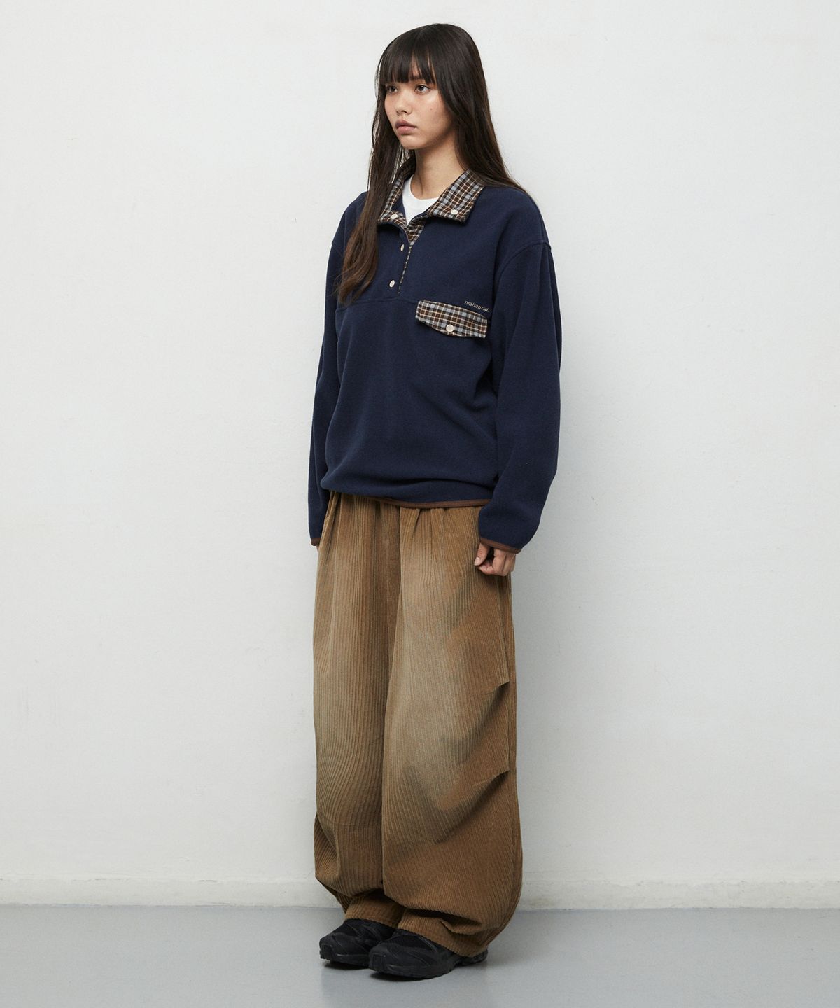 마하그리드(MAHAGRID) BRUSHED WIDE CORDUROY PANTS[BROWN]