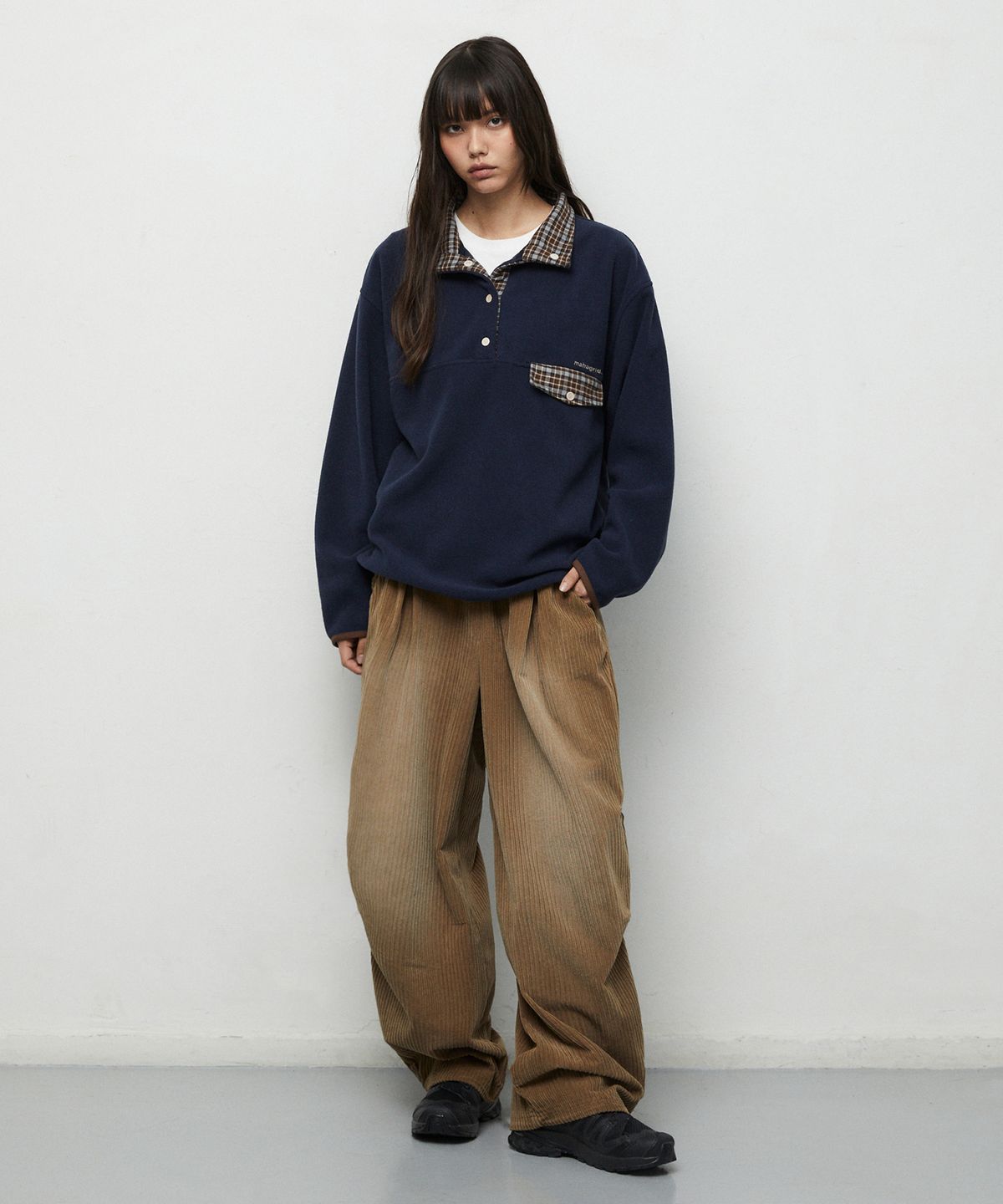 마하그리드(MAHAGRID) BRUSHED WIDE CORDUROY PANTS[BROWN]
