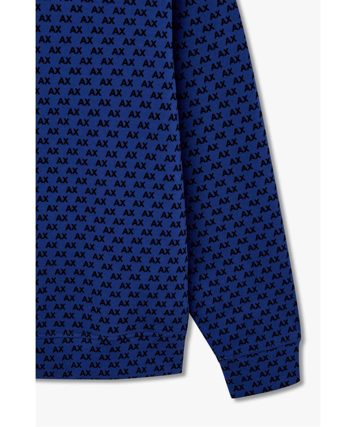 아르마니 익스체인지(ARMANI EXCHANGE) 남성 플록 로고 패턴 후드 티셔츠 _블루_A416331006