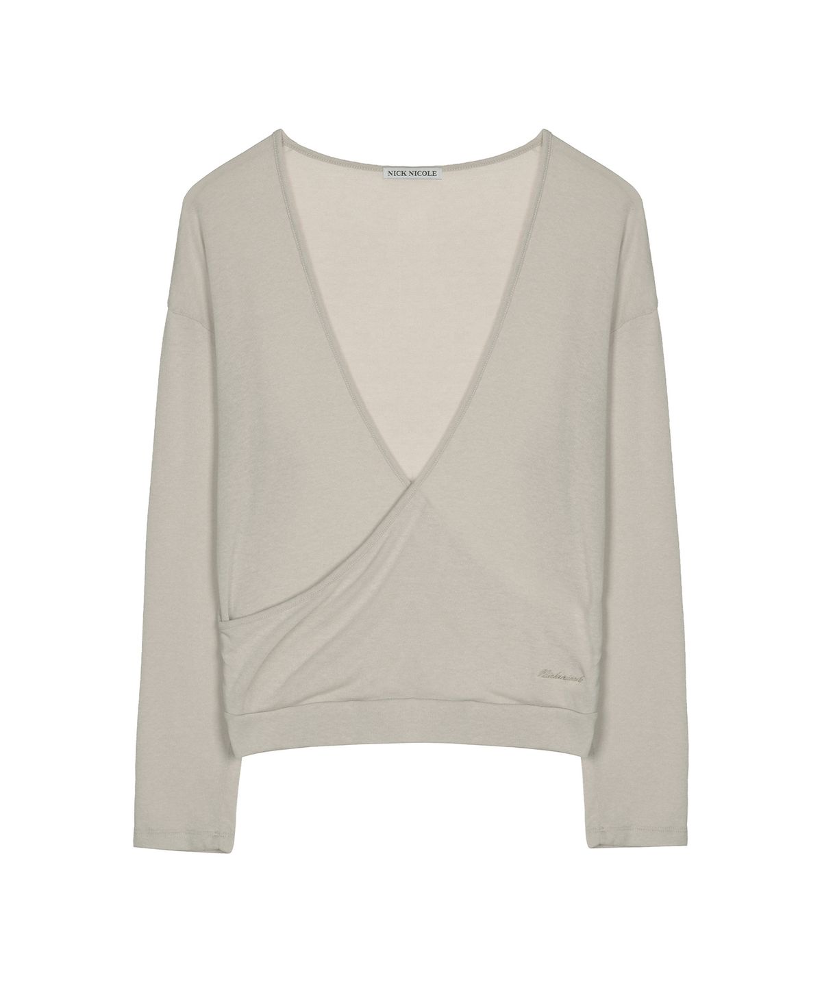 닉앤니콜(NICK&NICOLE) DEEP WRAP V-NECK LONG SLEEVE TOP_BEIGE