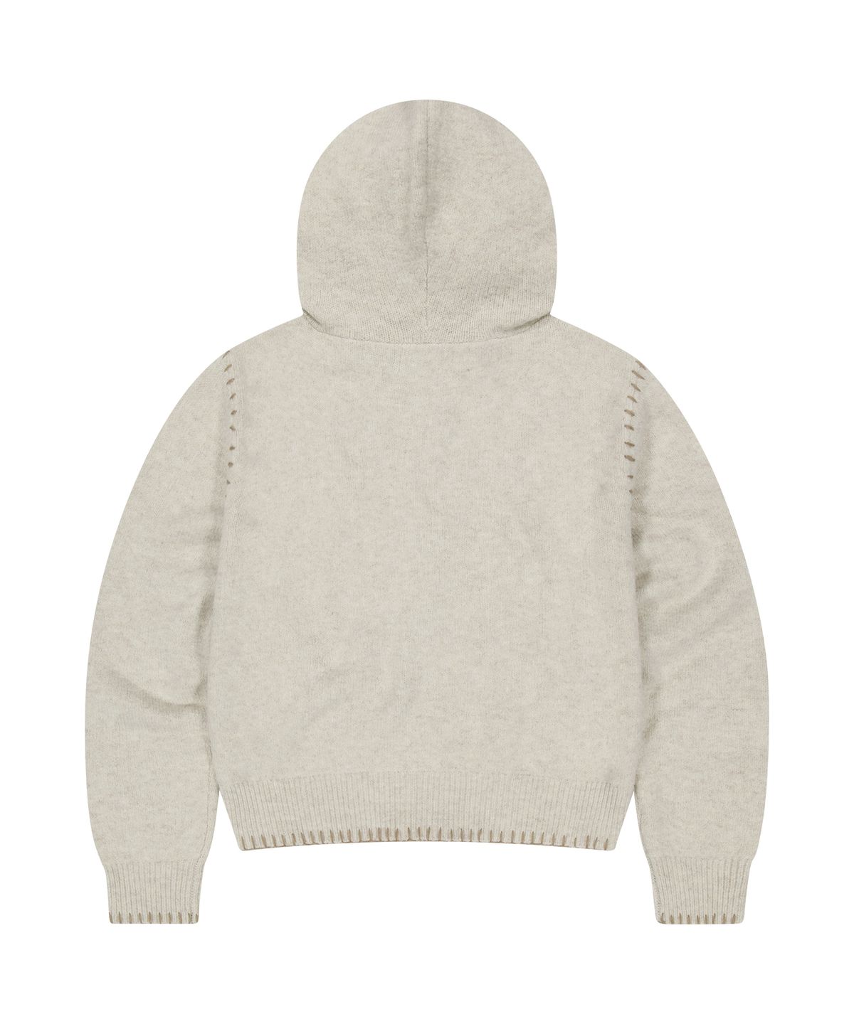 마하그리드(MAHAGRID) STITCH CROP HOODED ZIP UP KNIT[OATMEAL]
