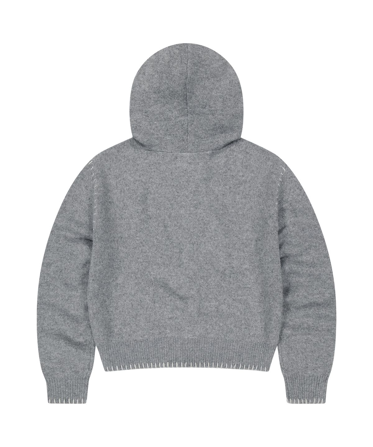 마하그리드(MAHAGRID) STITCH CROP HOODED ZIP UP KNIT[GREY]