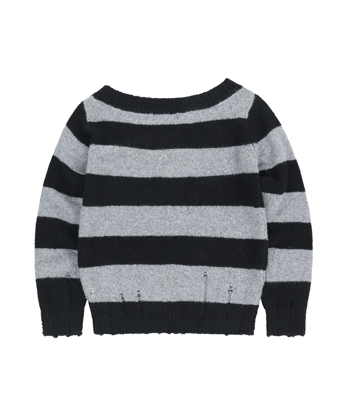 마하그리드(MAHAGRID) DAMAGED OFF SHOULDER STRIPE KNIT[BLACK]