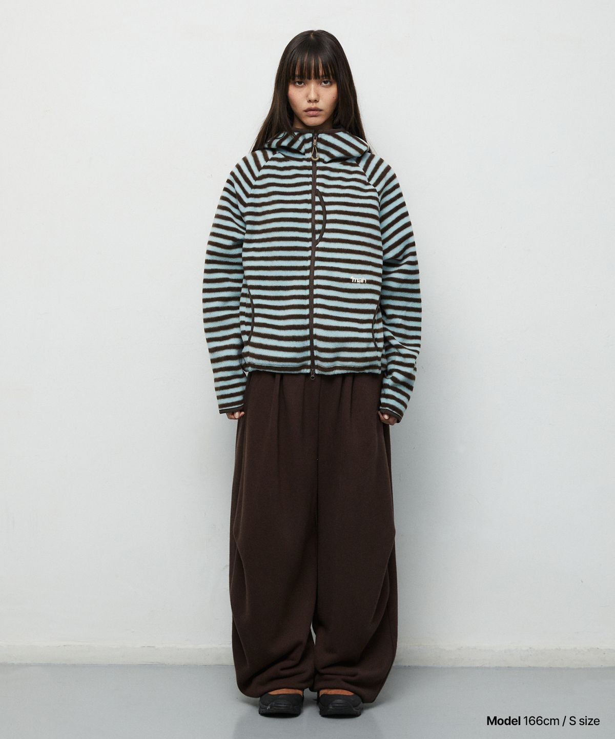 마하그리드(MAHAGRID) STRIPE HOODED FLEECE ZIP UP[MINT]