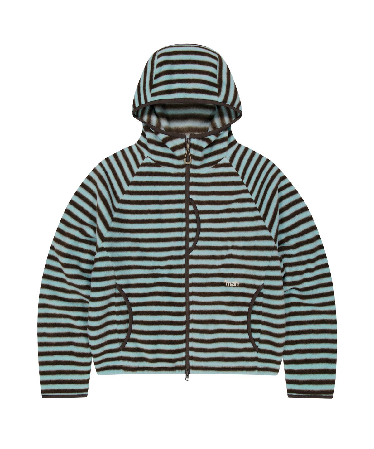 마하그리드(MAHAGRID) STRIPE HOODED FLEECE ZIP UP[MINT]
