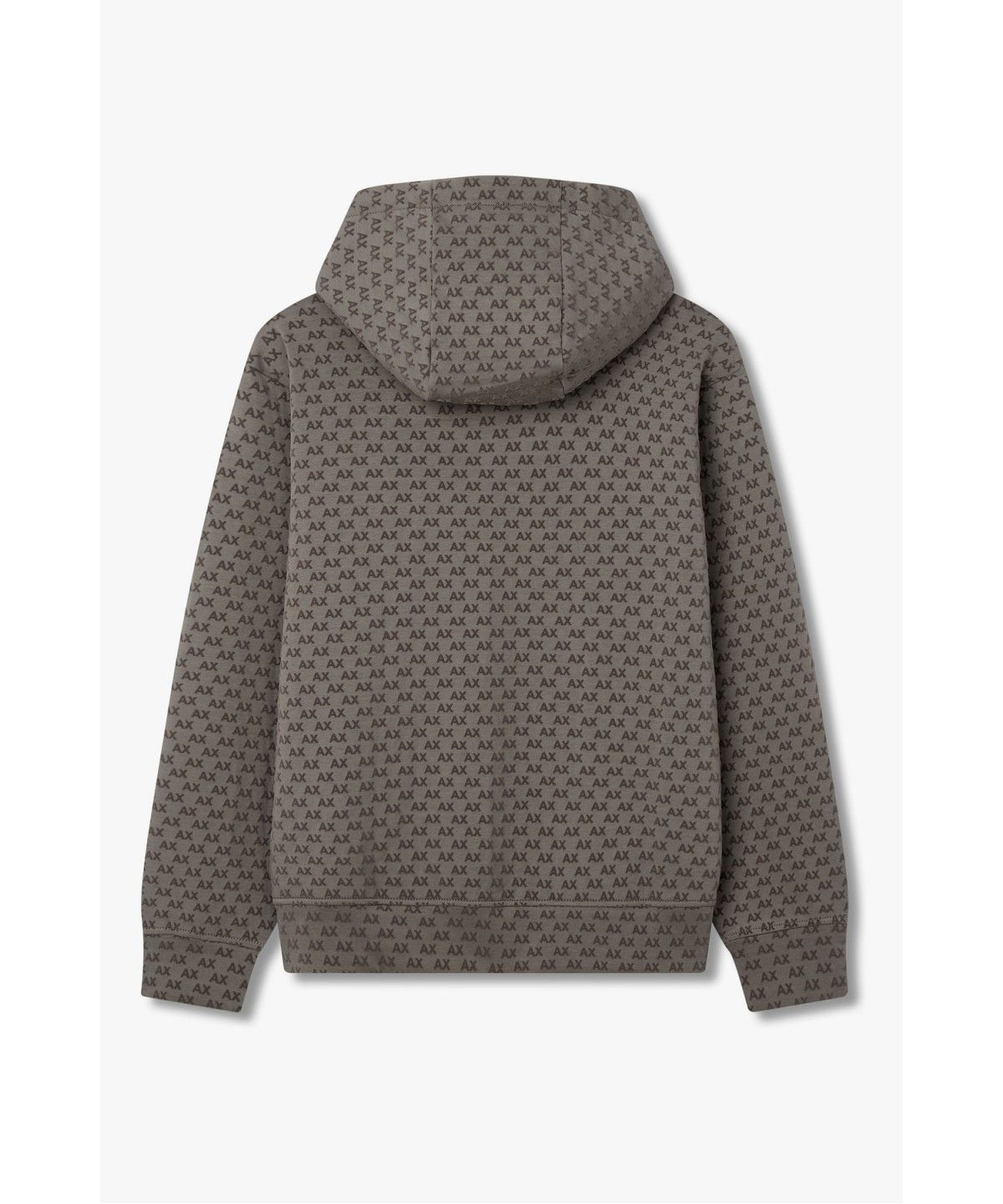 아르마니 익스체인지(ARMANI EXCHANGE) 남성 플록 로고 패턴 후드 티셔츠 _웜 그레이_A416331005