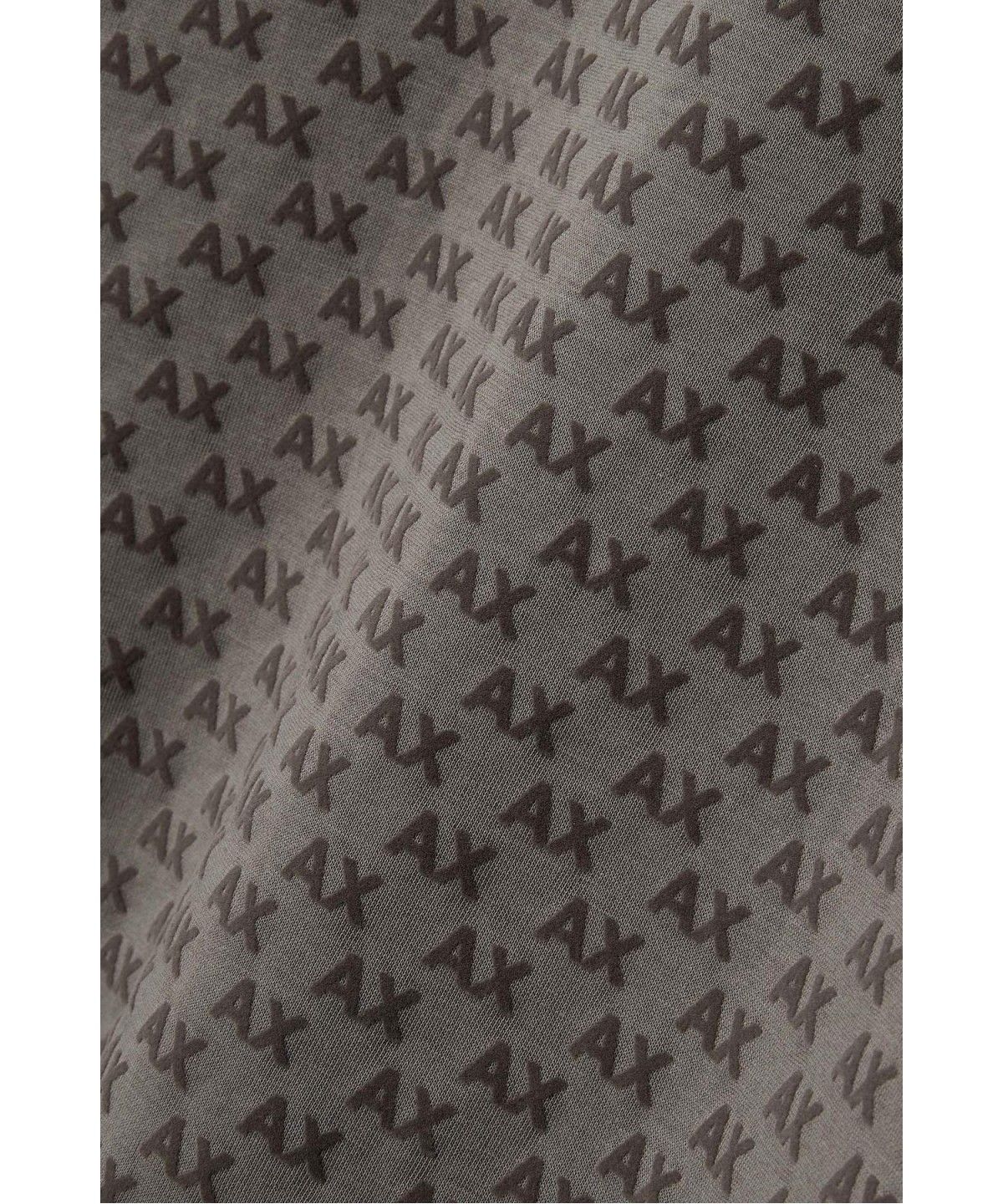 아르마니 익스체인지(ARMANI EXCHANGE) 남성 플록 로고 패턴 후드 티셔츠 _웜 그레이_A416331005