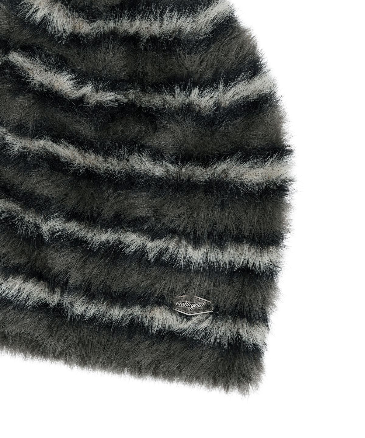 마하그리드(MAHAGRID) HAIRY STRIPE BEANIE[CHARCOAL]