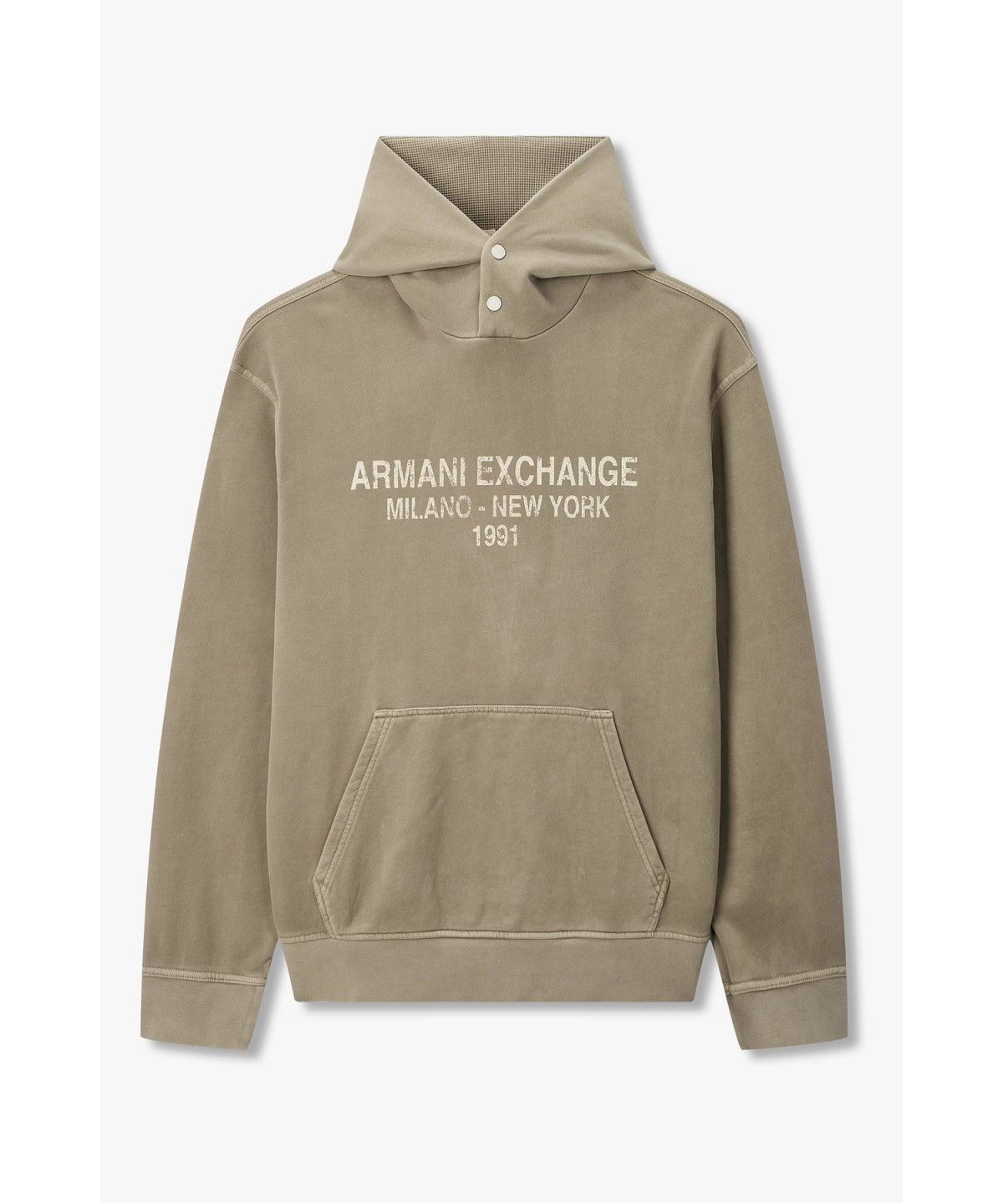 아르마니 익스체인지(ARMANI EXCHANGE) 남성 빈티지 로고 후드 티셔츠 _카키_A416331014