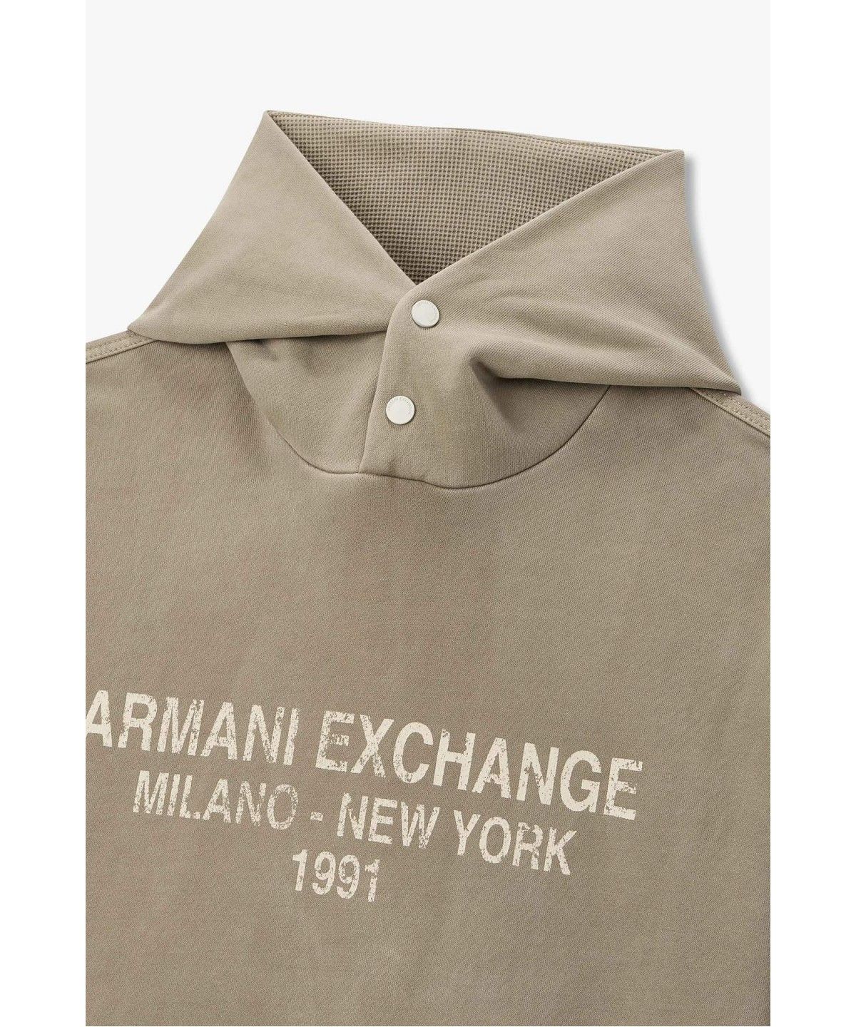아르마니 익스체인지(ARMANI EXCHANGE) 남성 빈티지 로고 후드 티셔츠 _카키_A416331014