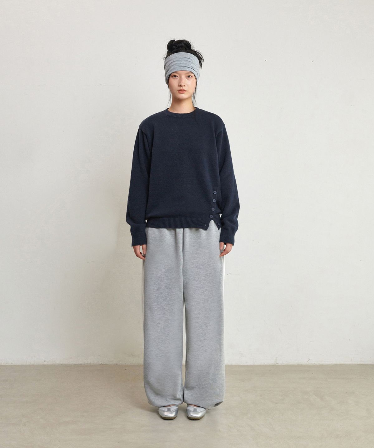 굿라이프웍스(GLW) [unisex] 사이드 버튼 니트 네이비