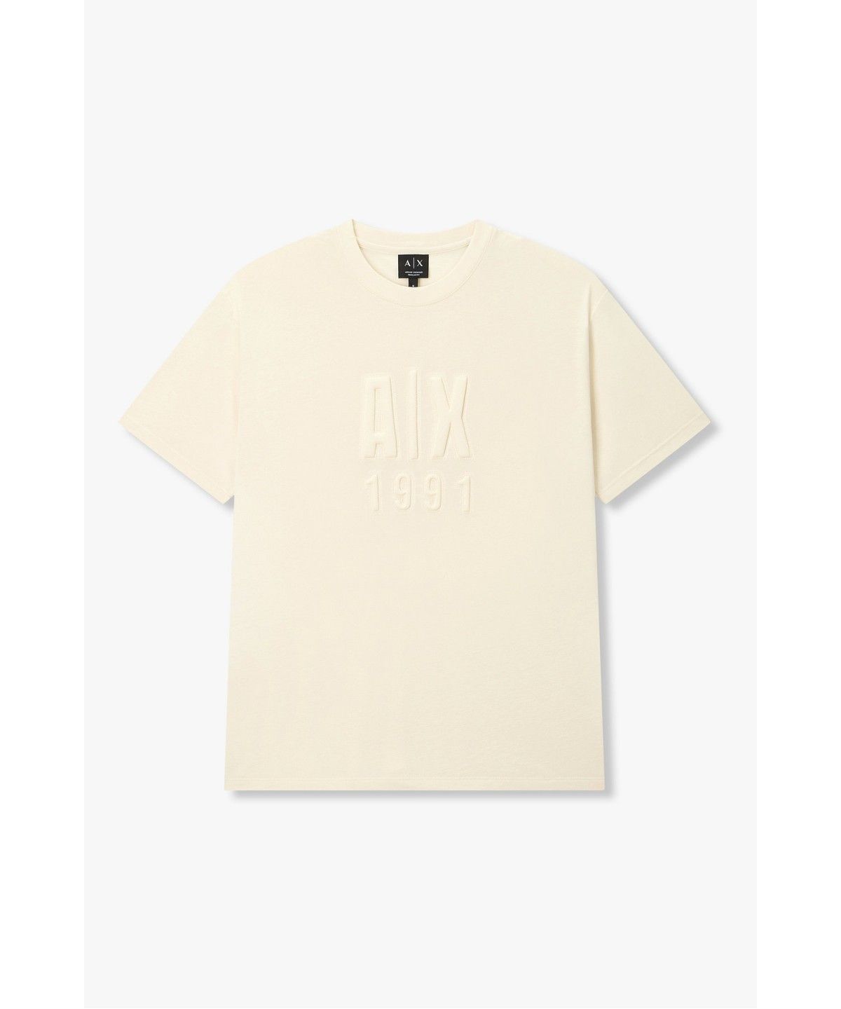 아르마니 익스체인지(ARMANI EXCHANGE) 남성 엠보 로고 숏 슬리브 티셔츠 _라이트 베이지_A416330003