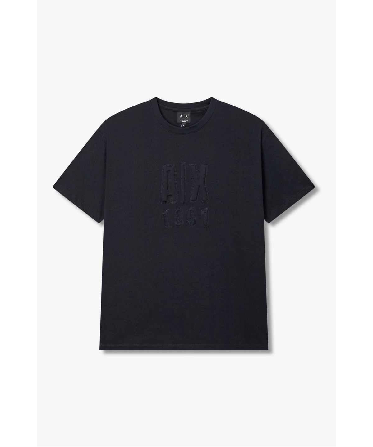 아르마니 익스체인지(ARMANI EXCHANGE) 남성 엠보 로고 숏 슬리브 티셔츠 _다크 네이비_A416330002