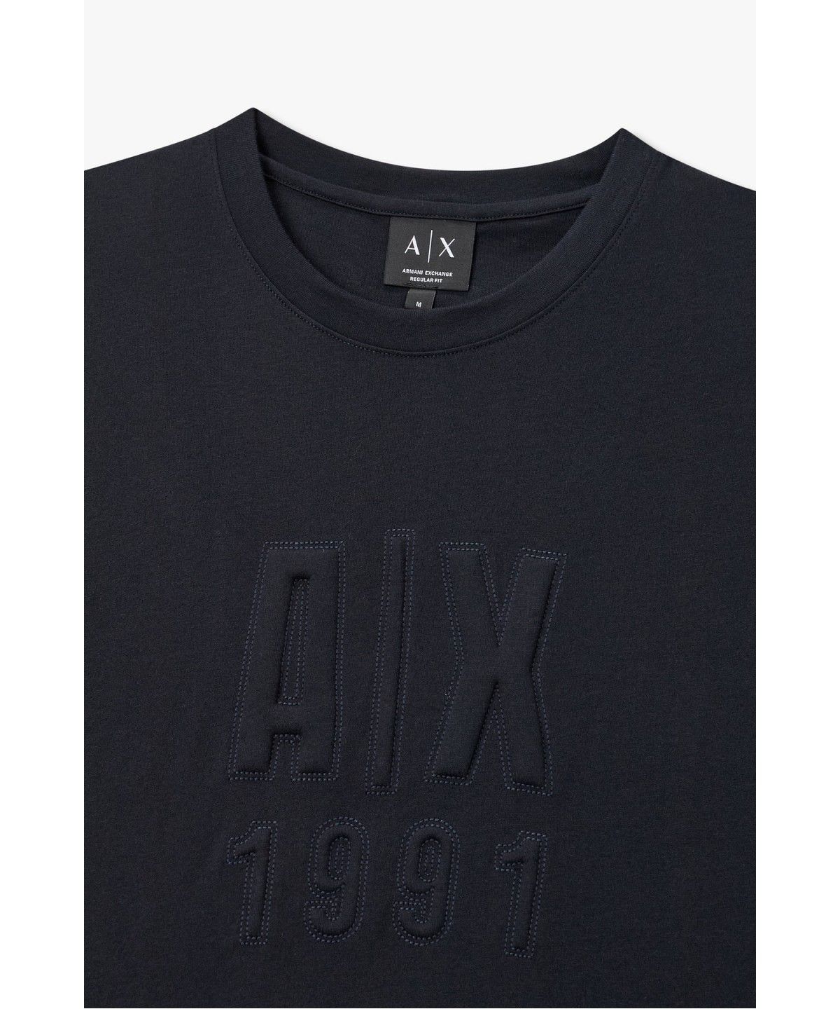 아르마니 익스체인지(ARMANI EXCHANGE) 남성 엠보 로고 숏 슬리브 티셔츠 _다크 네이비_A416330002