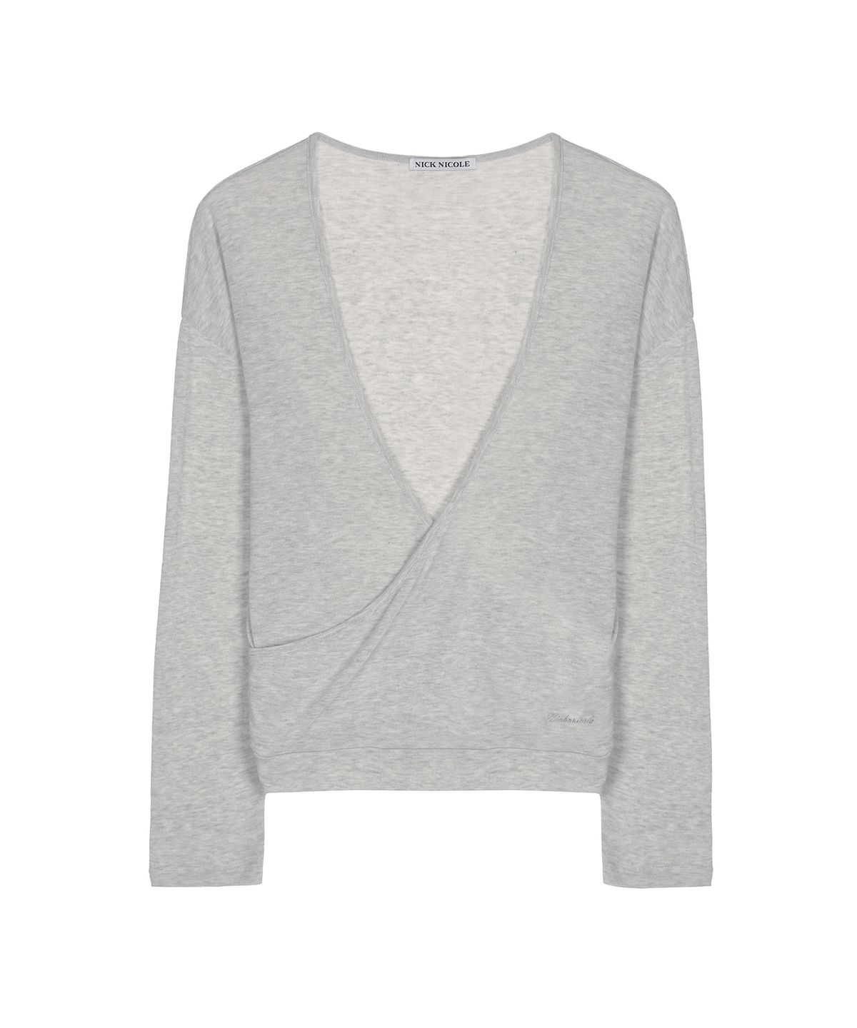 닉앤니콜(NICK&NICOLE) DEEP WRAP V-NECK LONG SLEEVE TOP_MELANGE