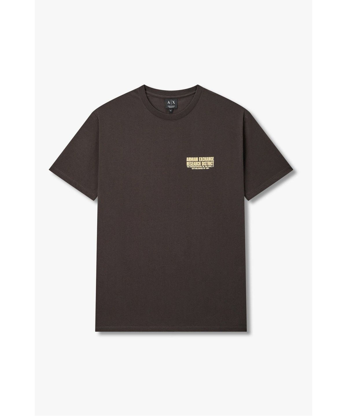 아르마니 익스체인지(ARMANI EXCHANGE) 남성 빅 플록 로고 크루넥 티셔츠 _다크 브루넷_A416330006