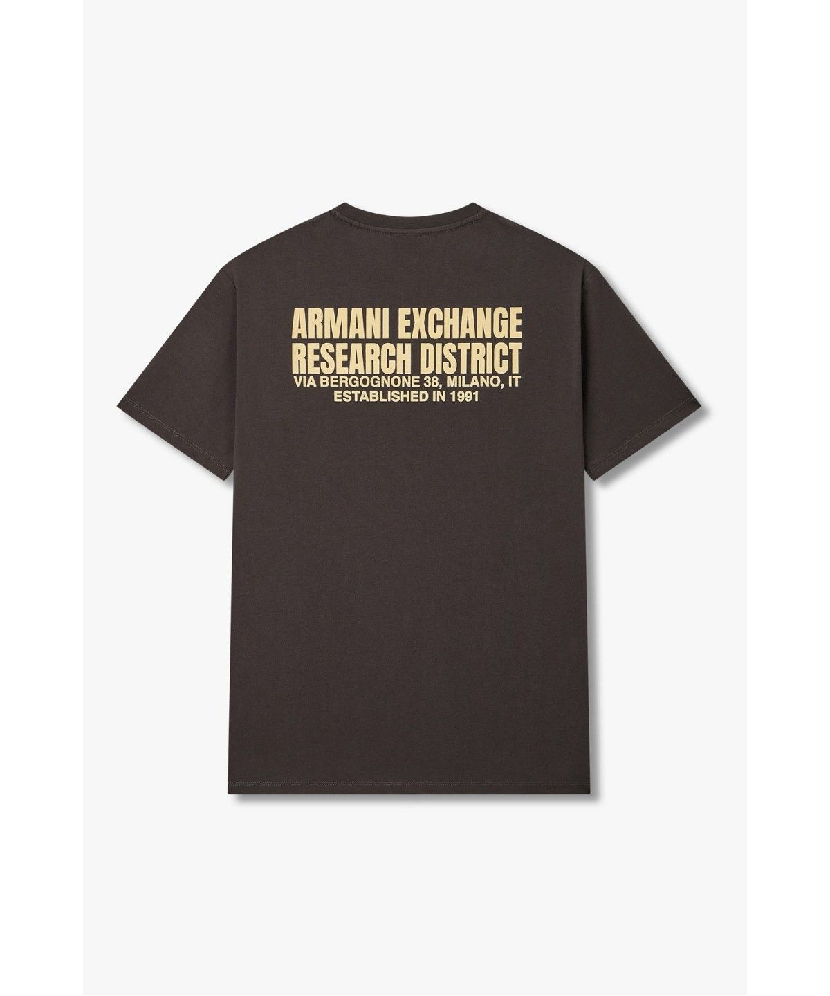 아르마니 익스체인지(ARMANI EXCHANGE) 남성 빅 플록 로고 크루넥 티셔츠 _다크 브루넷_A416330006