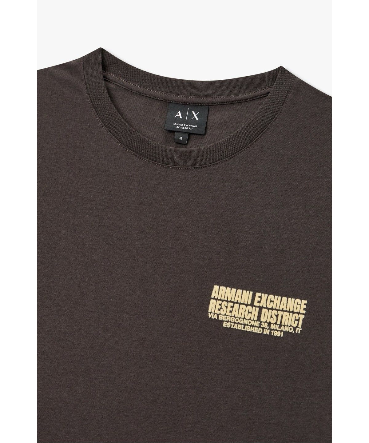 아르마니 익스체인지(ARMANI EXCHANGE) 남성 빅 플록 로고 크루넥 티셔츠 _다크 브루넷_A416330006