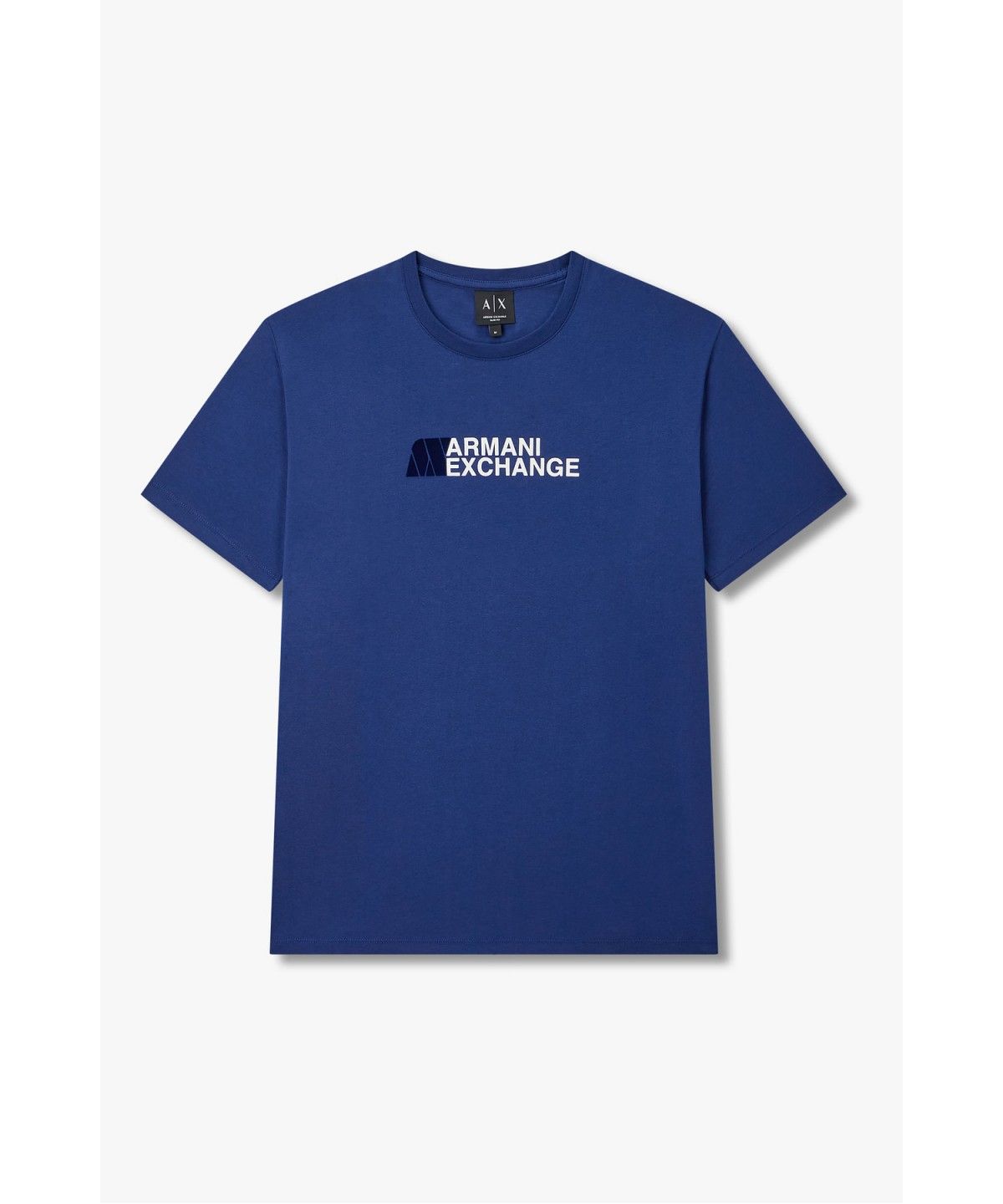 아르마니 익스체인지(ARMANI EXCHANGE) 남성 플록 로고 크루넥 티셔츠 _블루_A416330005