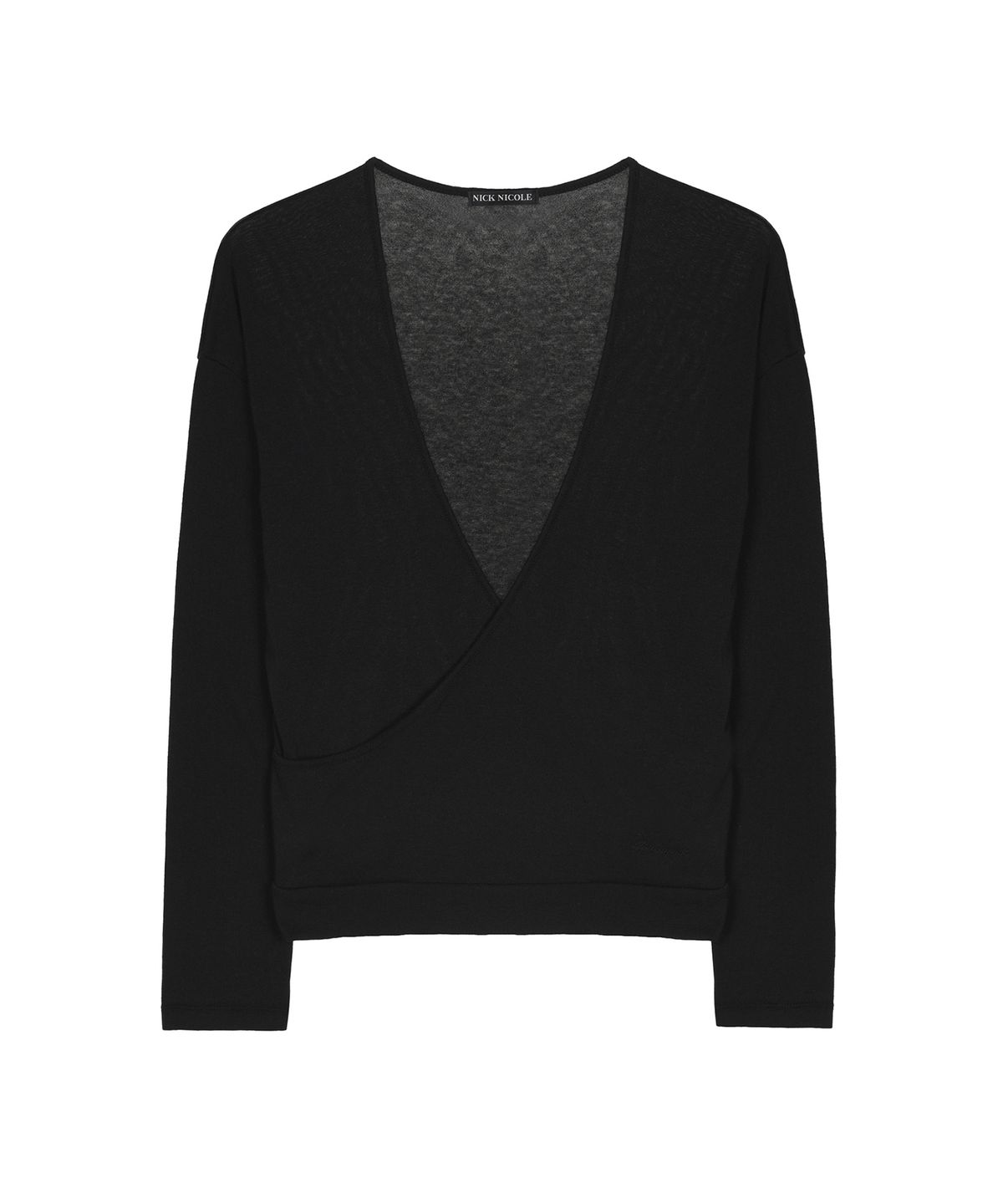 닉앤니콜(NICK&NICOLE) DEEP WRAP V-NECK LONG SLEEVE TOP_BLACK