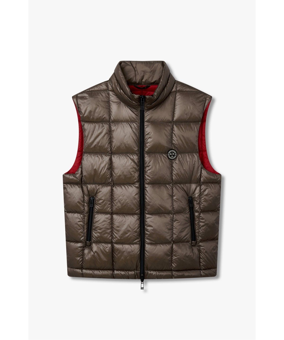 아르마니 익스체인지(ARMANI EXCHANGE) 남성 나일론 하이넥 다운 베스트 _웜 그레이_A416310022