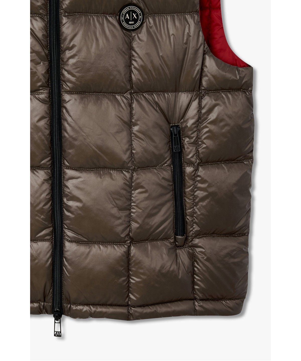 아르마니 익스체인지(ARMANI EXCHANGE) 남성 나일론 하이넥 다운 베스트 _웜 그레이_A416310022