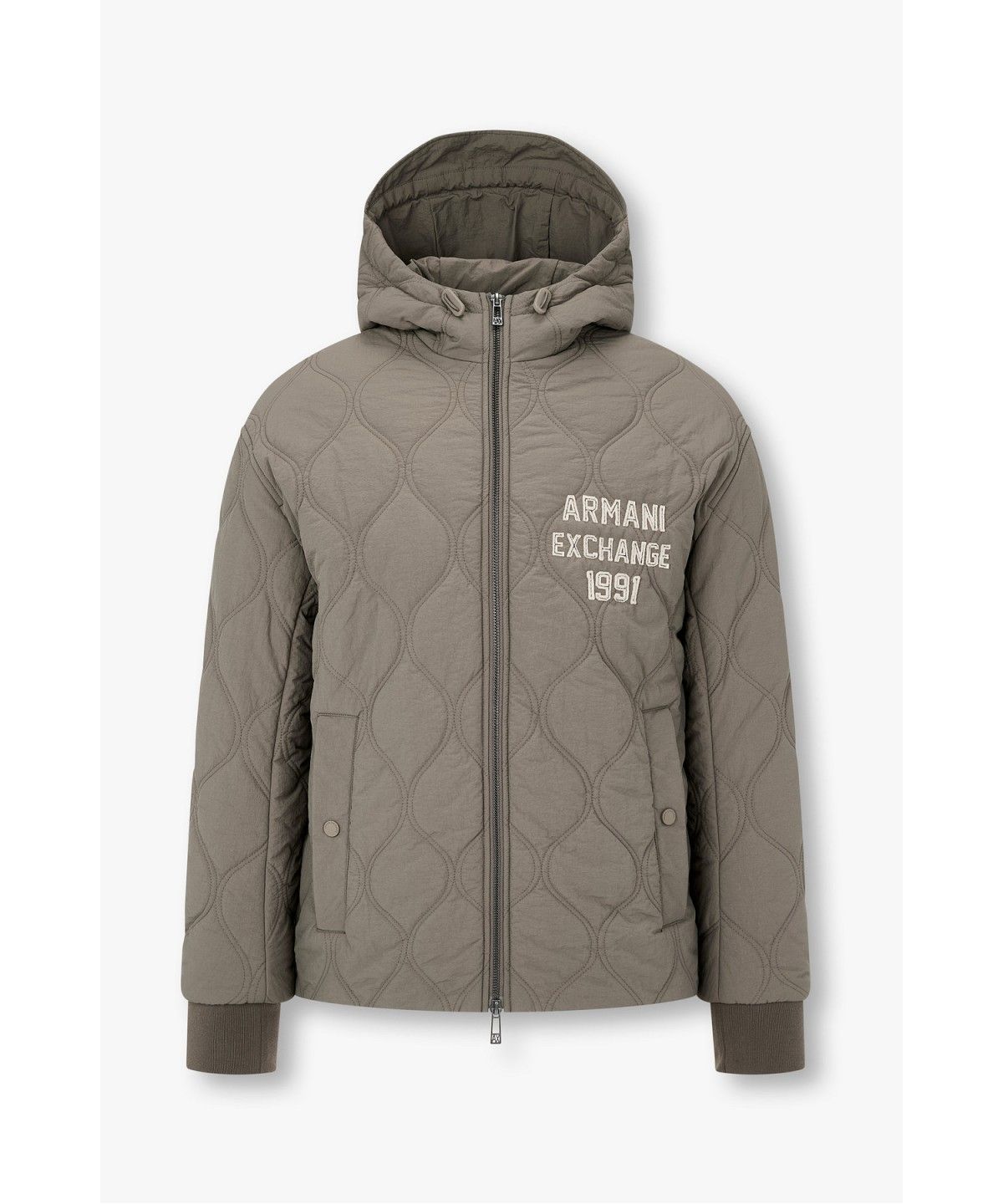 아르마니 익스체인지(ARMANI EXCHANGE) 남성 1991 로고 웨이브 퀼팅 자켓 _웜 그레이_A416310018