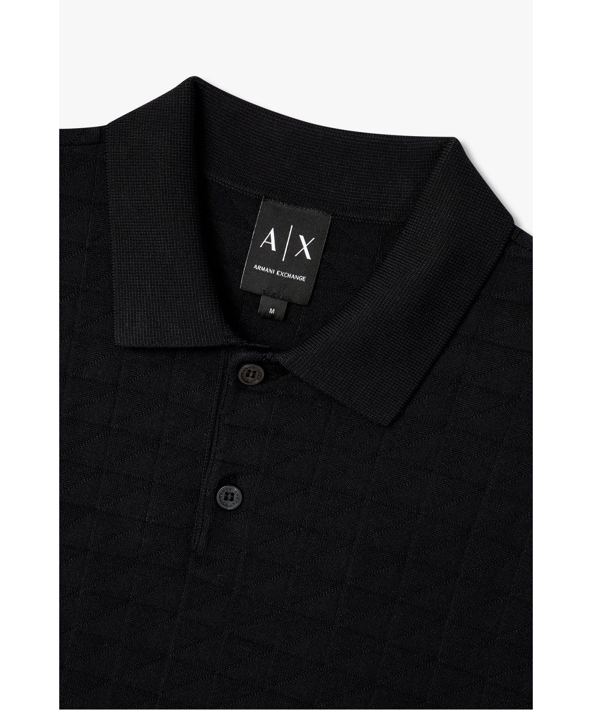 아르마니 익스체인지(ARMANI EXCHANGE) 남성 그리드 패턴 폴로 니트 _다크 네이비_A416332023