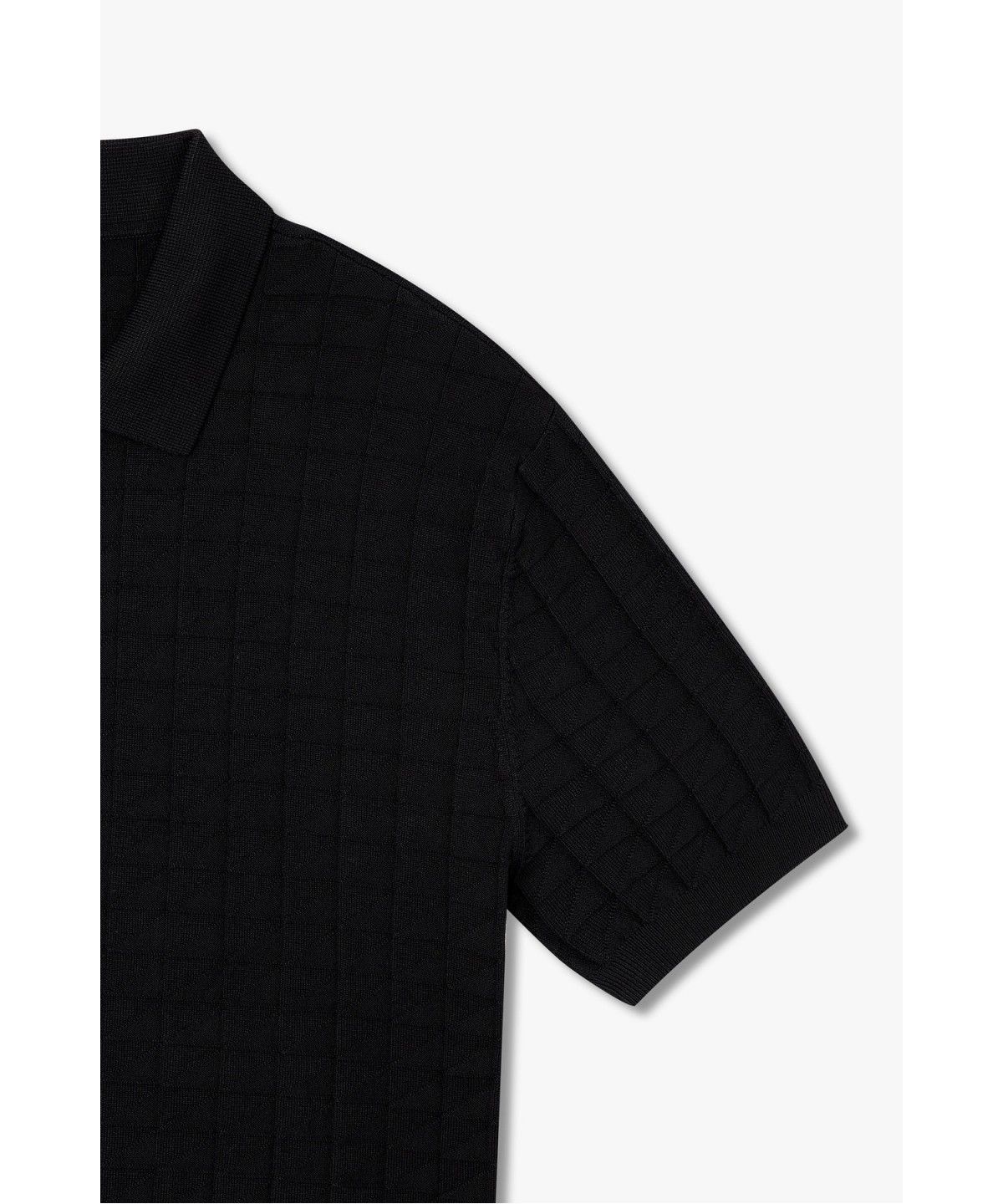 아르마니 익스체인지(ARMANI EXCHANGE) 남성 그리드 패턴 폴로 니트 _다크 네이비_A416332023