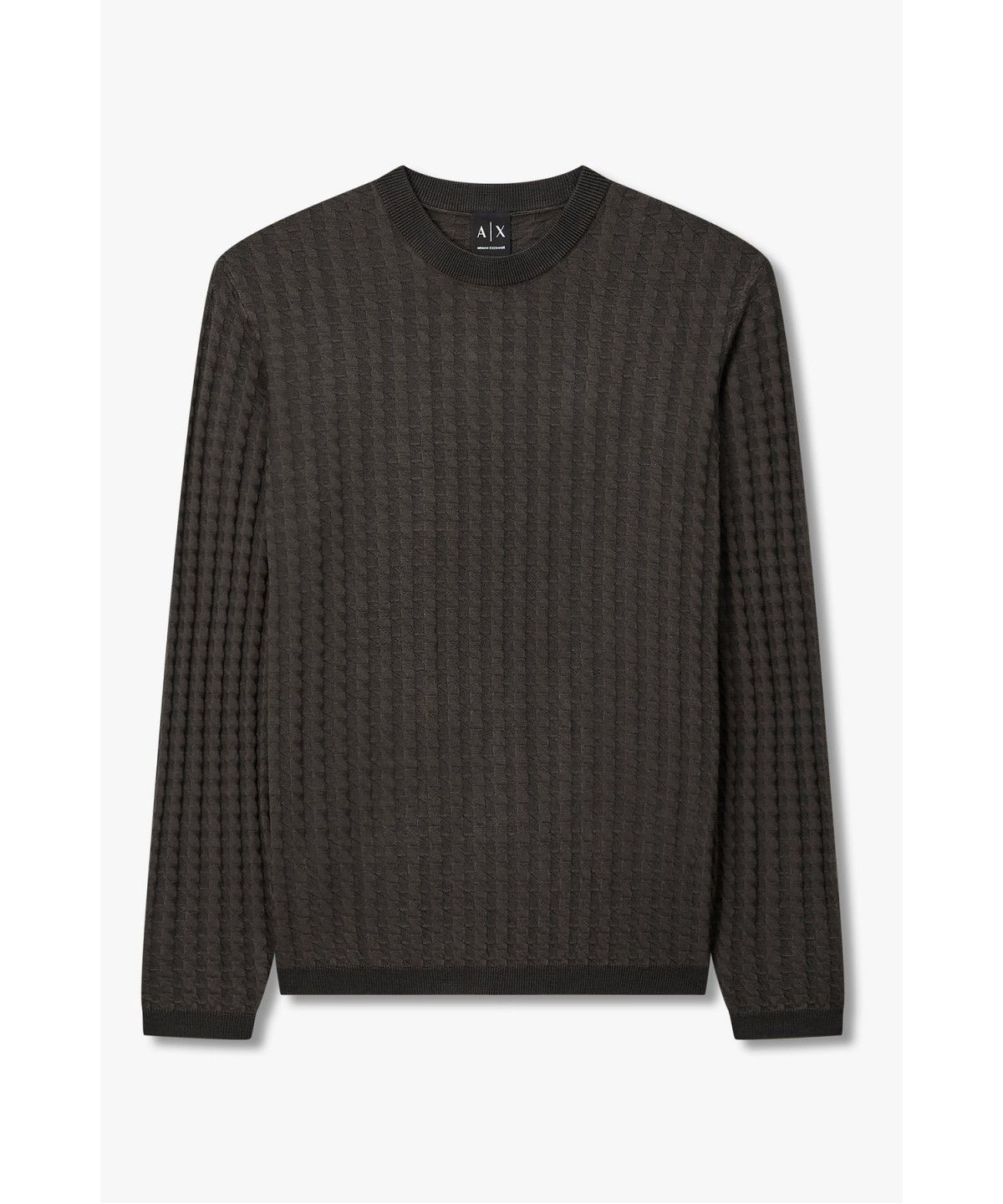 아르마니 익스체인지(ARMANI EXCHANGE) 남성 자카드 패턴 롱 슬리브 니트 _챠콜_A416332011