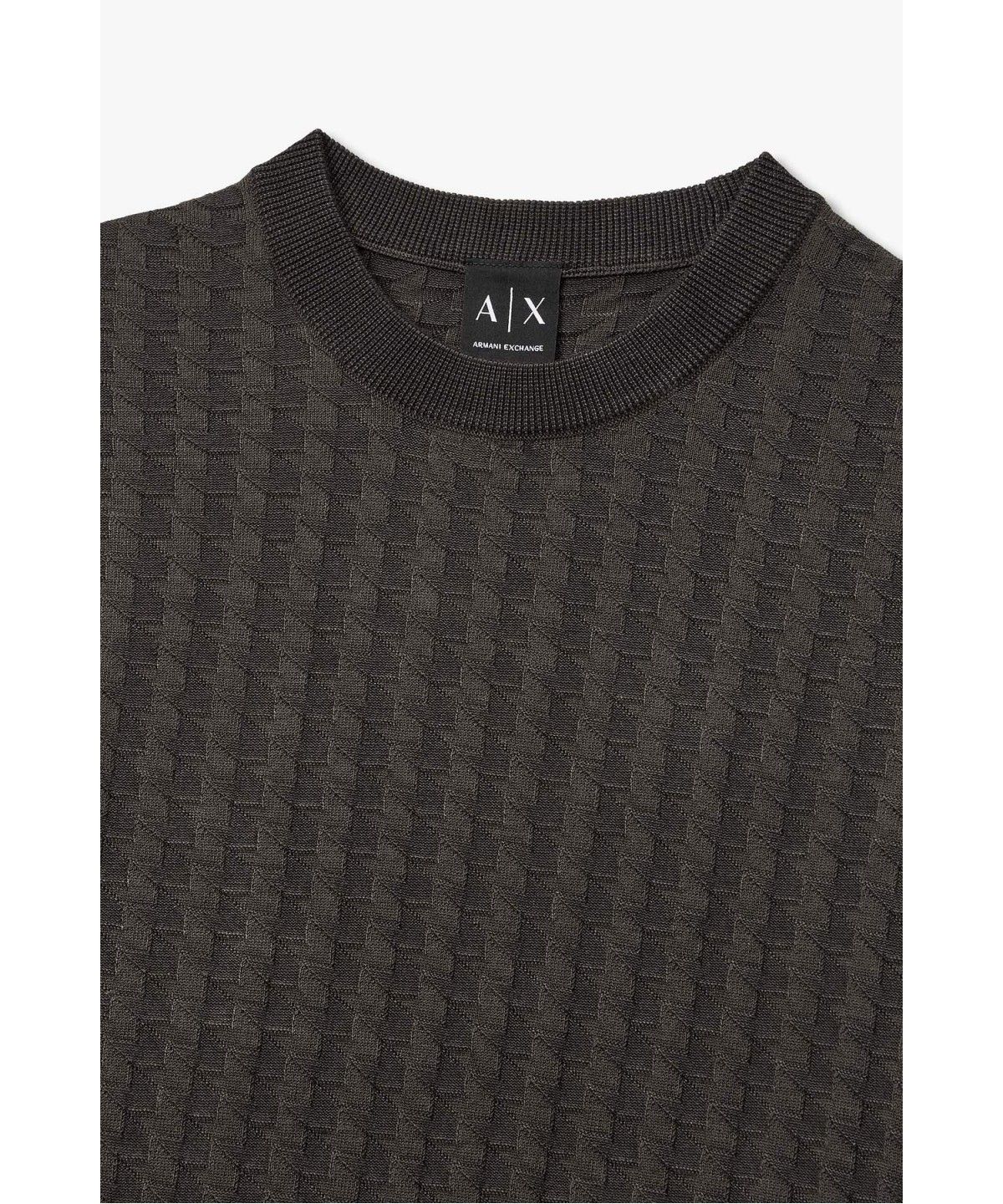 아르마니 익스체인지(ARMANI EXCHANGE) 남성 자카드 패턴 롱 슬리브 니트 _챠콜_A416332011