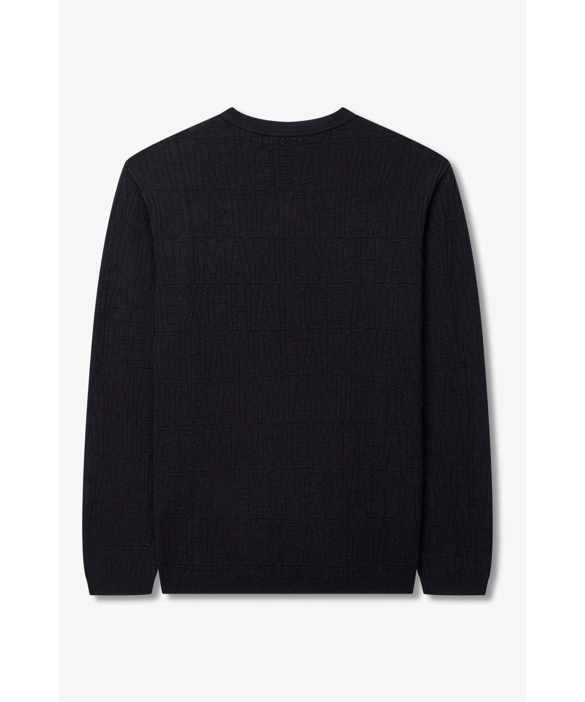 아르마니 익스체인지(ARMANI EXCHANGE) 남성 올오버 로고 패턴 크루넥 니트 _다크 네이비_A416332005