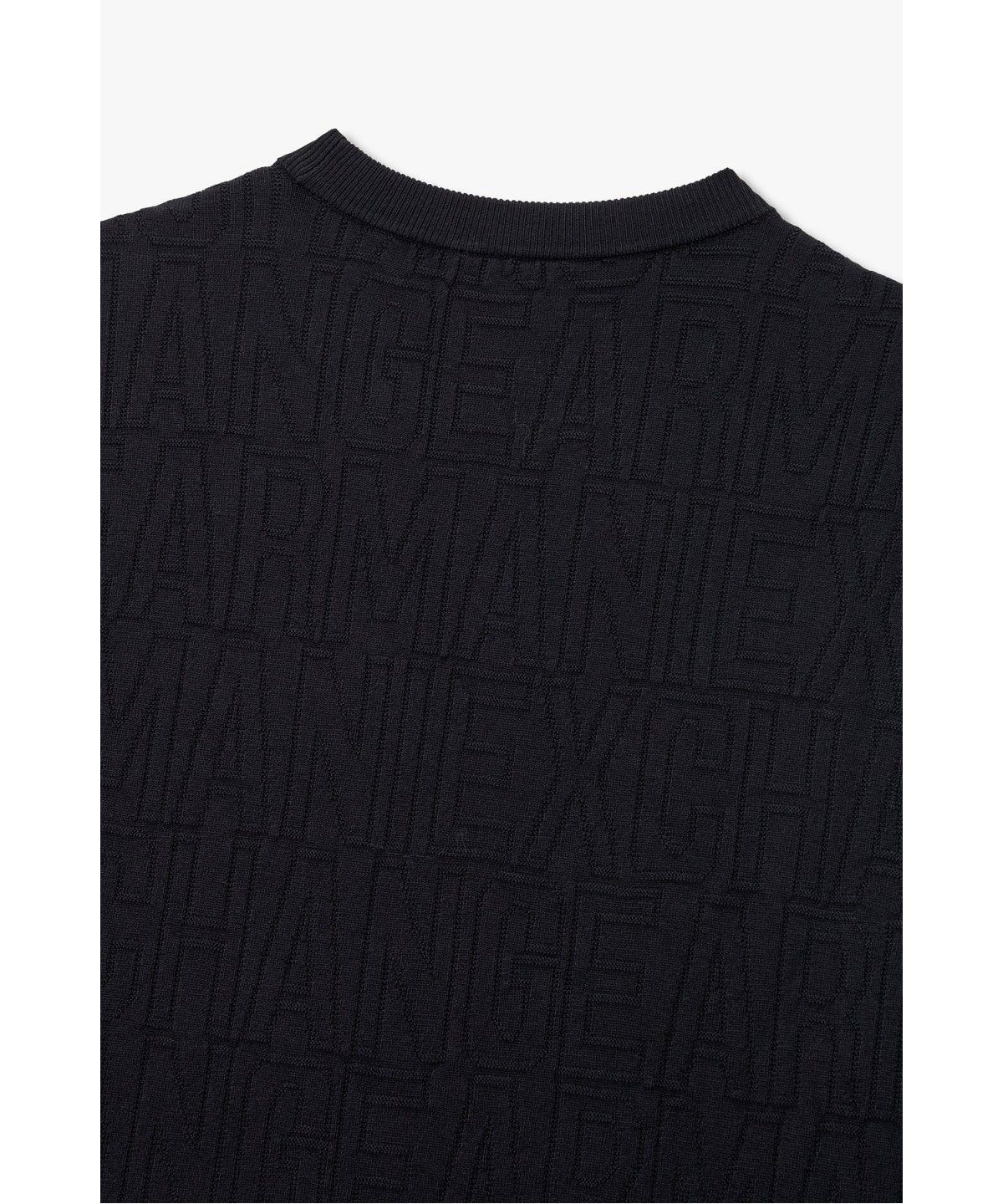 아르마니 익스체인지(ARMANI EXCHANGE) 남성 올오버 로고 패턴 크루넥 니트 _다크 네이비_A416332005