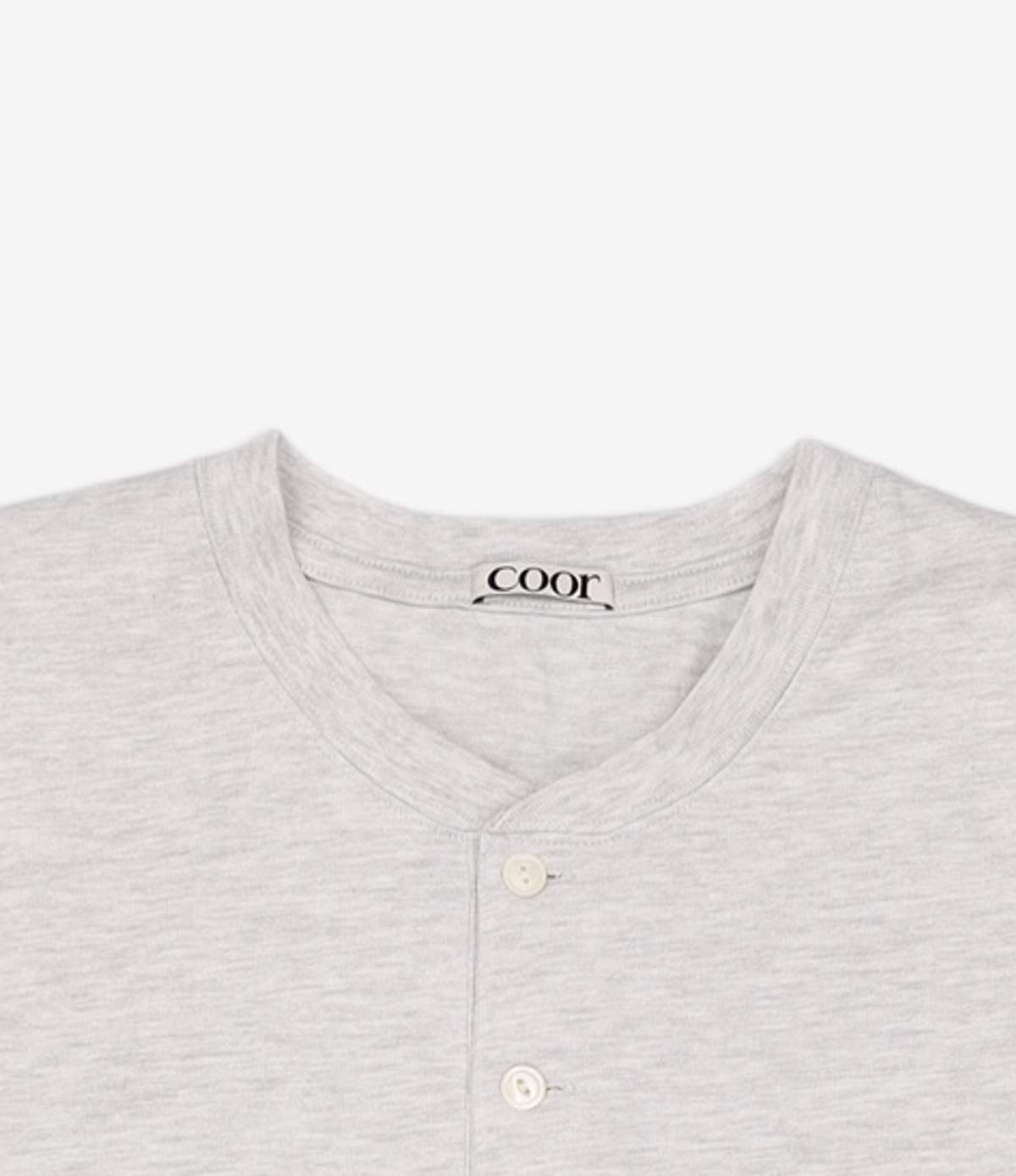 쿠어(COOR) 레귤러핏 헨리 티셔츠 (멜란지그레이) L